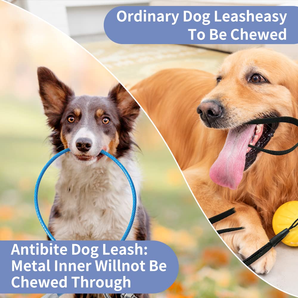Chew Proof Dog Leash Extension, Support Add To Any Leash (Blue+Red, 24 Inch/60Cm)