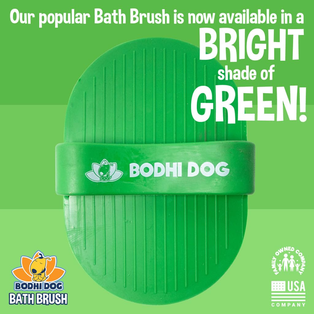 Bodhi Dog & Cat Grooming And Bath Brush, Green, Oblong, Rubber, Waterproof, For Short Hair, Massaging, Shower Supplies, 1 Count