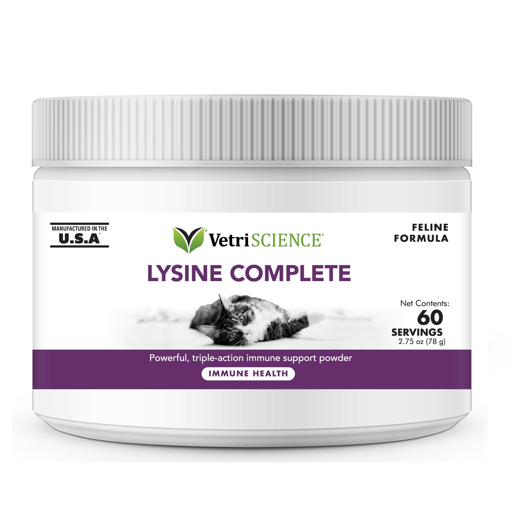 VetriScience Ultimate Strength Lysine Immunity Health Powder for Cats & Kittens, Supplement for Allergy & Nasal Support, Sneezin