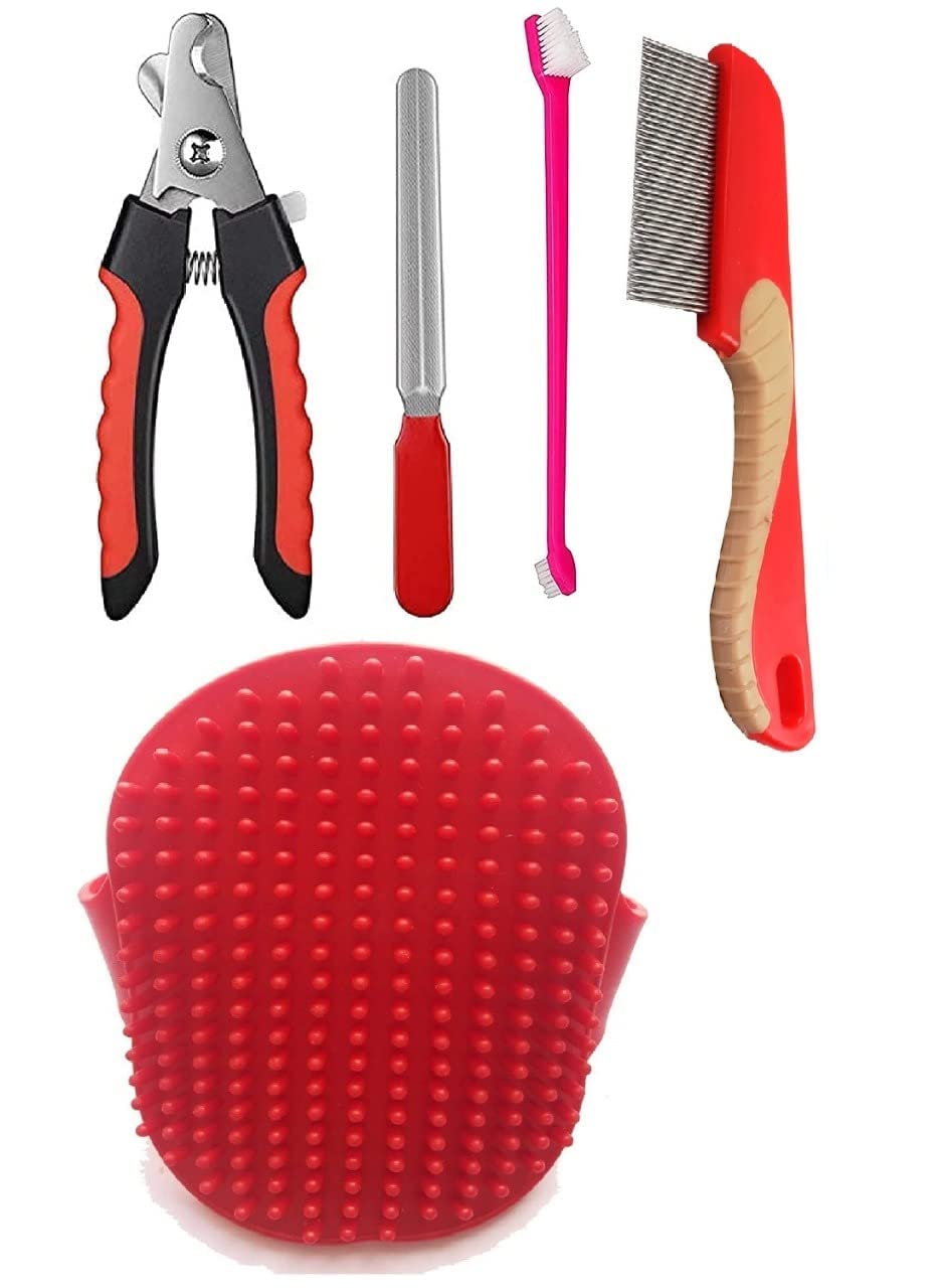 Dog Trust Dog Nail Cutter Clipper Grinder Trimmer Filer| Bathing And Grooming Hand Brush With Rubber Bristles| Company Cleaning 