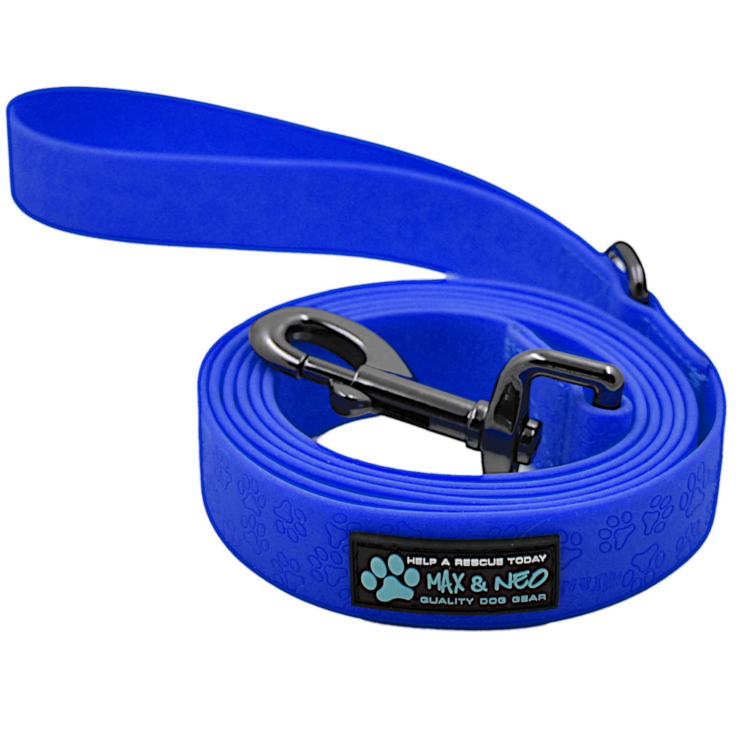 Max And Neo Waterproof Dog Leash - We Donate A Leash To A Dog Rescue For Every Leash Sold (Blue) 6 Ft X 1'' Wide