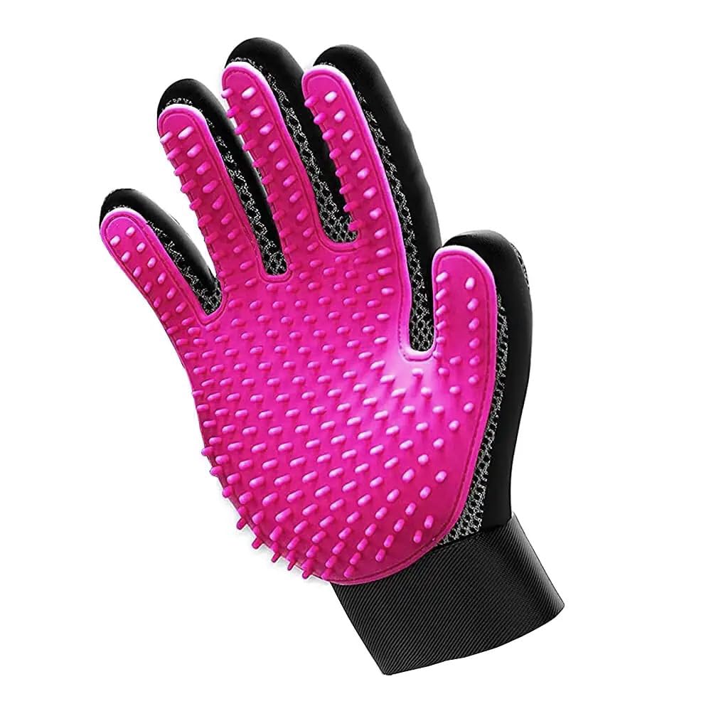 Frackson Pink 1 Pcs Only Right Hand Gloves Pet Grooming Glove & Gentle Deshedding Brush || Efficient Pet Hair Remover Mitt For D