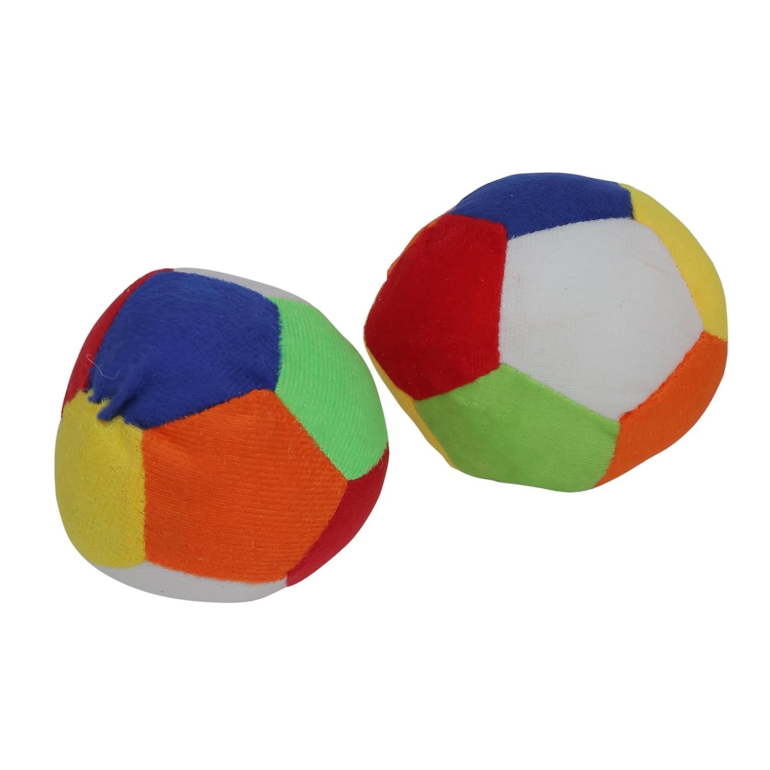 Soft Plush Football Dog Toy, Multicolor Cotton Filled Ball, Safe Fabric Pet Toy for Indoor Play, 12cm (Pack of 2)