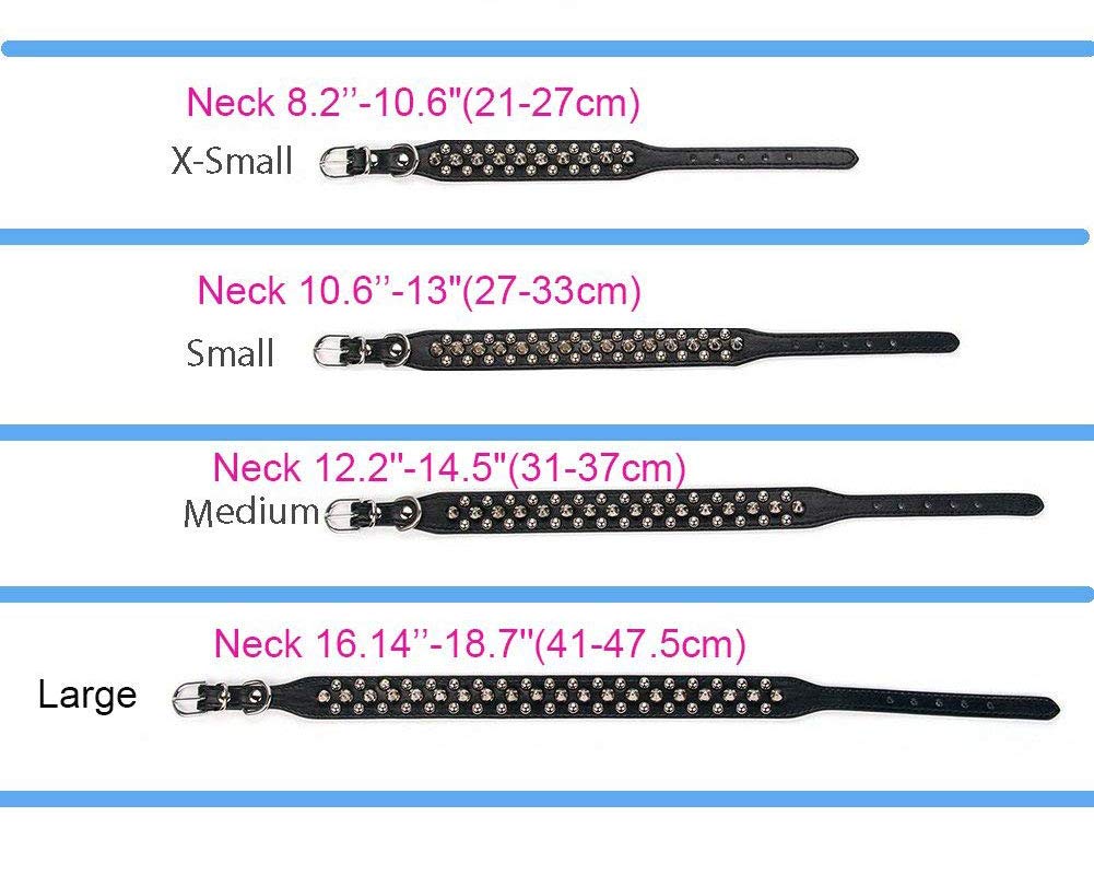 haoyueer Spiked Dog Collar Soft Pu Leather Mushrooms Rivet Spike Studded Puppy Adjustable Pet Collars for Small Breeds (L, Dark