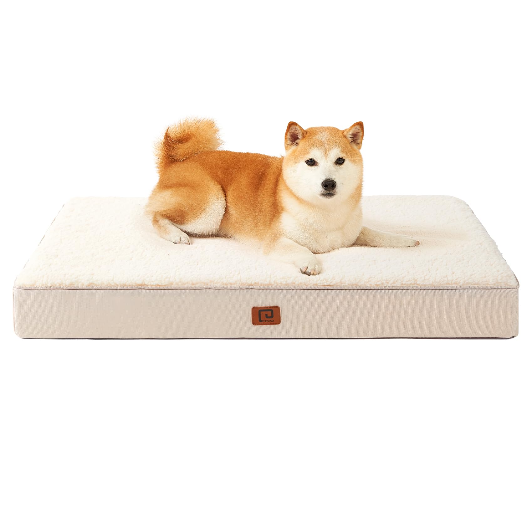 Eheyciga Orthopedic Dog Beds For Large Dogs With Removable Washable Cover For Crate, Camel, 35X23