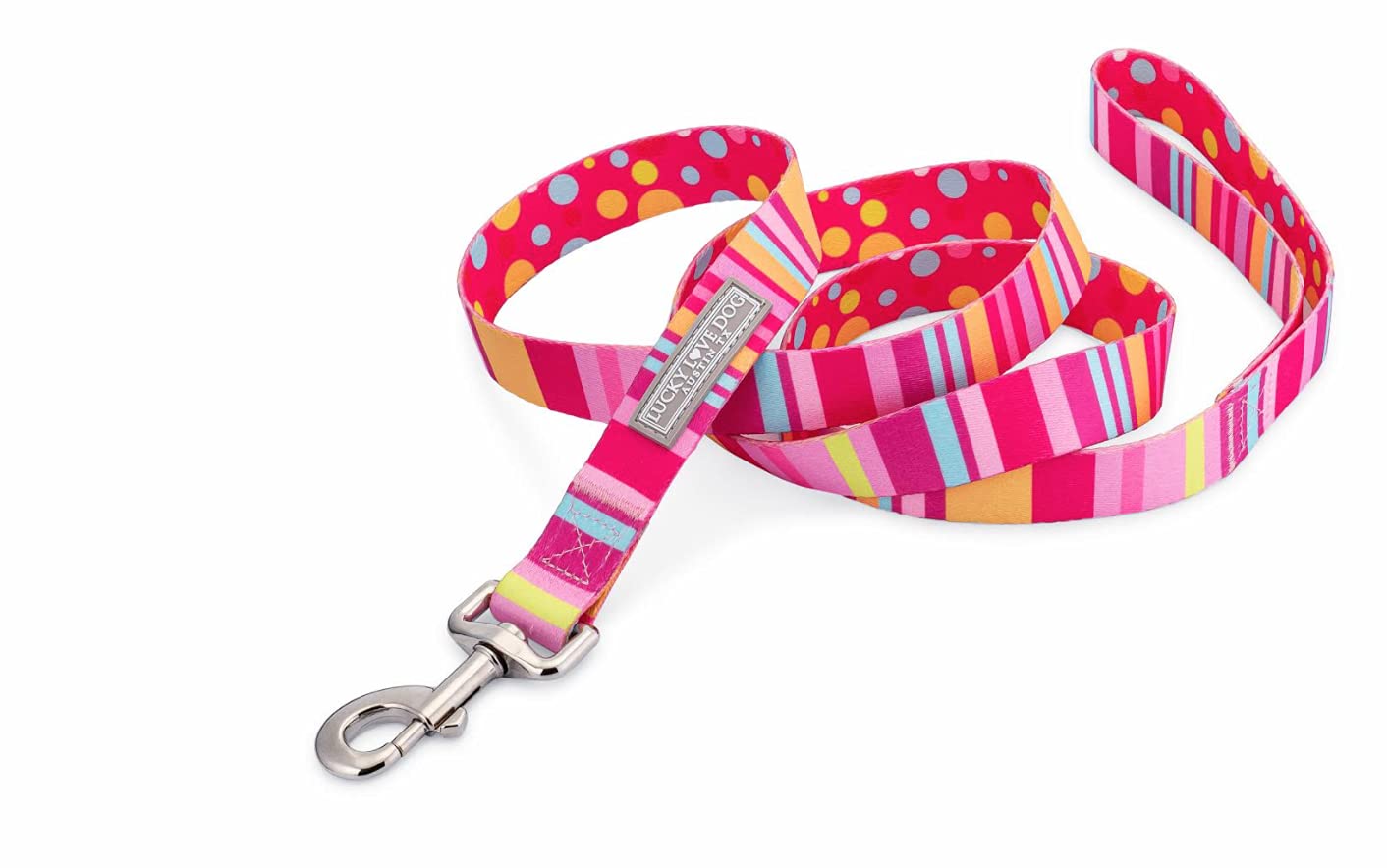 Lucky Love Dog Leash - Colorful Stripes, Pink, Blue - Cute Female Dog Leash - Small, Molly
