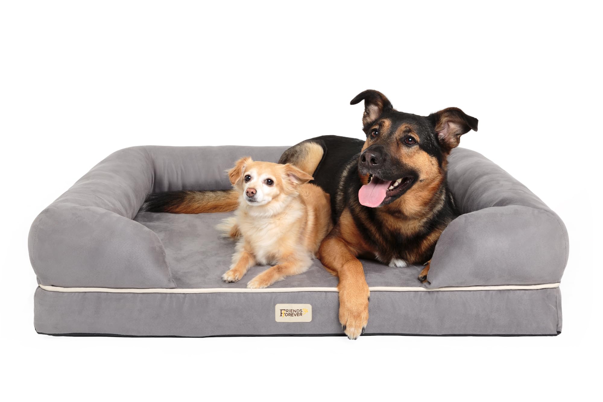Friends Forever XX-Large Dog Bed, Orthopedic Dog Sofa Memory Foam Mattress, Calming Dog Couch Bed, Wall Rim Pillow, Water Resist