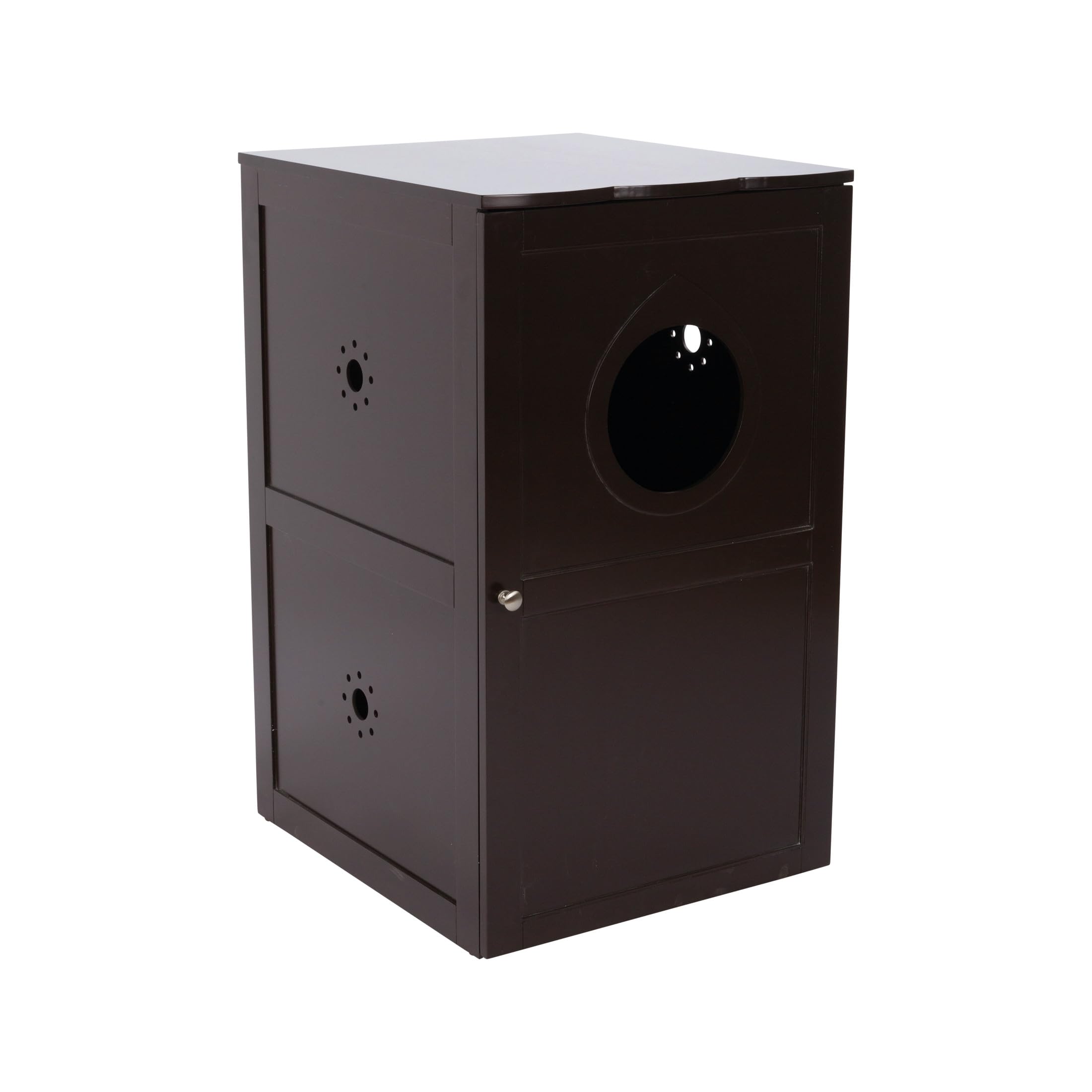 Trixie 2-Story Furniture Style Litter Box Enclosure And Pet Home, Hidden Cat Litter Box, Espresso Brown