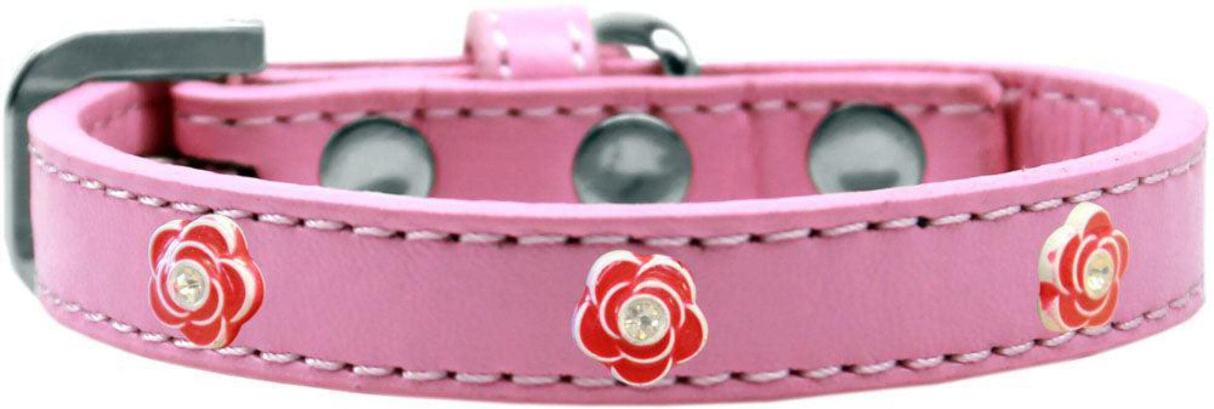 Dog, Puppy & Pet Widget Fashion Collar, Red Roses Black 16