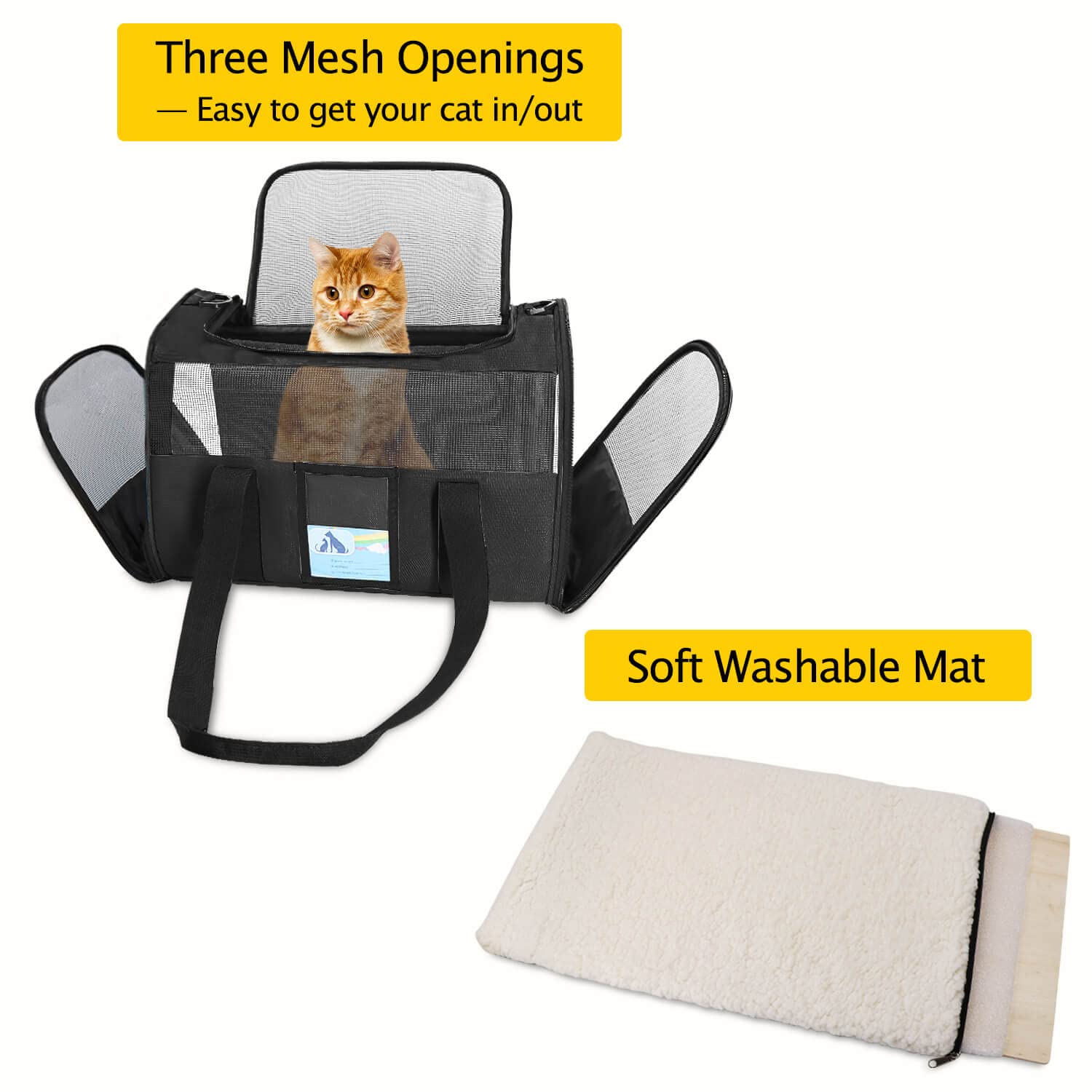 Refrze Pet Carrier - Airline Approved Soft Carrier for Medium Cats & Small Dogs, Black, 15 lbs Capacity, TSA Compliant, Polyester