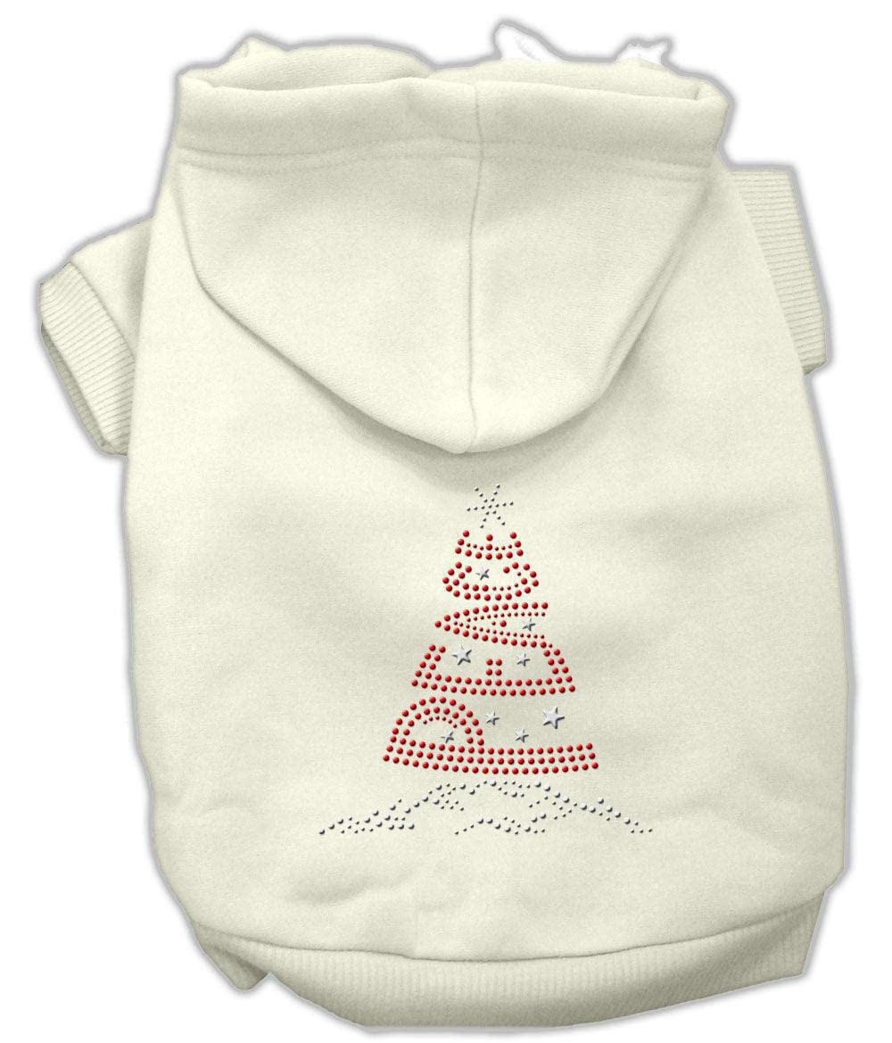 Christmas Pet Dog & Cat Hoodie Rhinestone, "Peace Tree" Baby Blue 3XL (25-35 lbs.)
