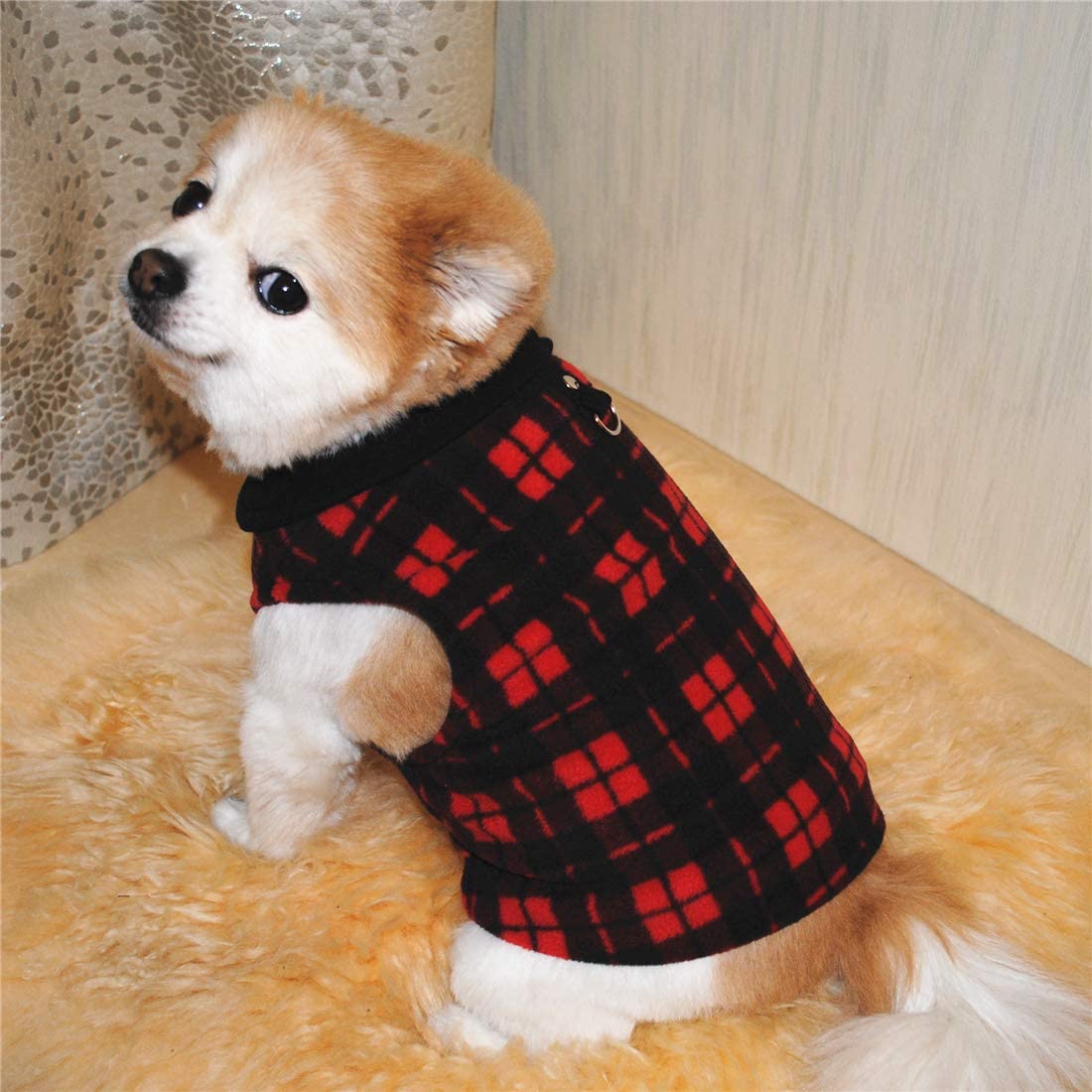 Pixriy Dog Sweater, Soft Fleece Vest With Leash Ring Pullover Jacket Winter Pet Dog Clothes For Puppy Small Dog Cat Teddy Chihuahua Yorkshire For Christmas (Red, Xl)