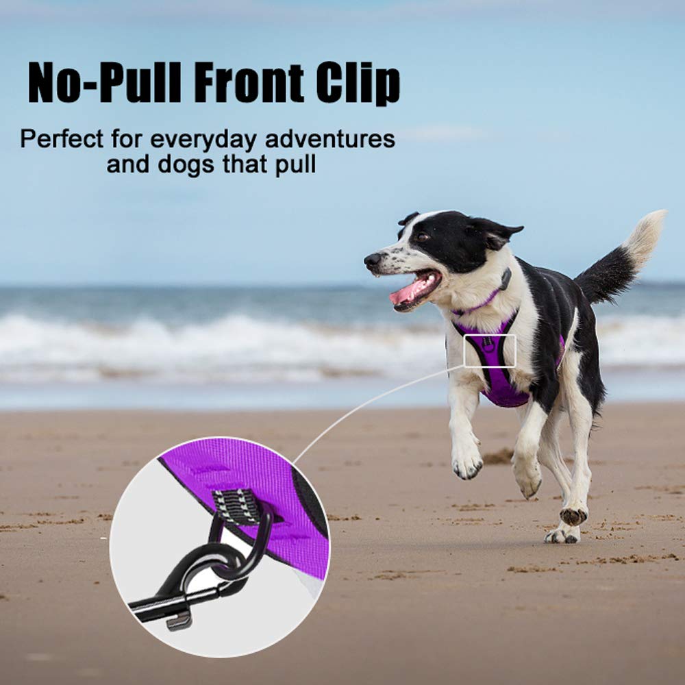 Poypet No Pull Dog Harness, Reflective Comfortable Vest Harness With Front & Back 2 Leash Attachments And Easy Control Handle Ad
