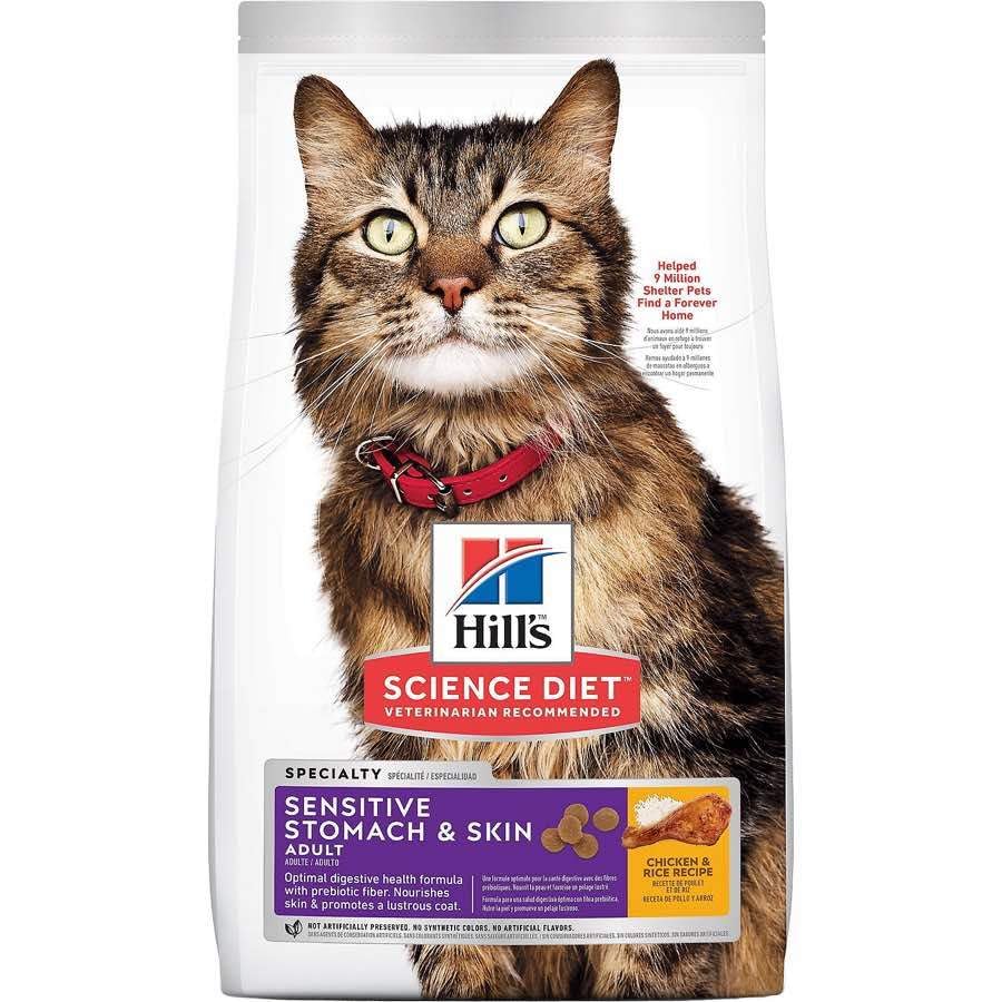 Hills Science Diet Sensitive Stomach & Skin, Adult 1-6, Stomach & Skin Sensitivity Support, Dry Cat Food, Chicken & Rice, 3.5 l