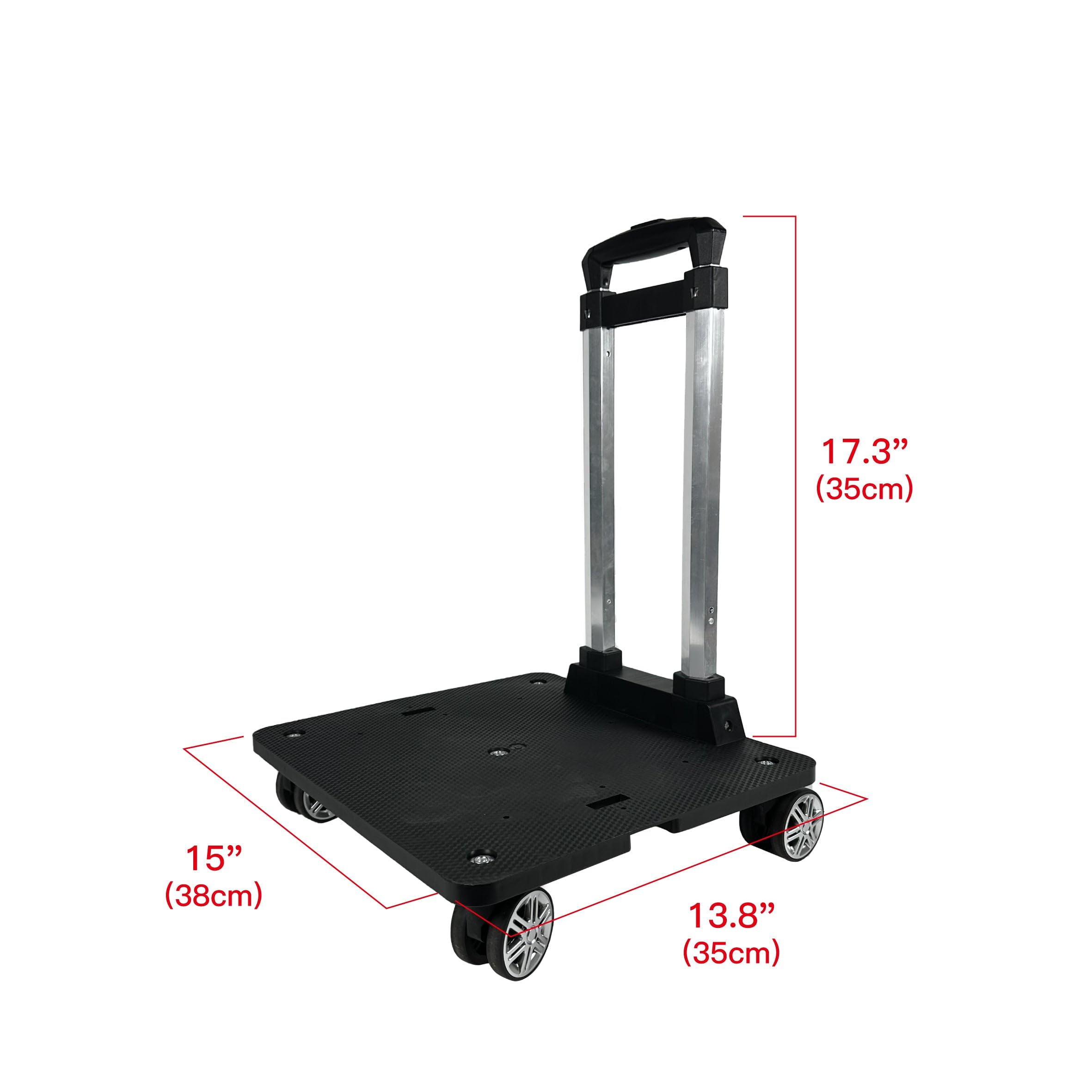 Mr. Peanut's Spinner Wheelbase Luggage Cart - Nylon, 14.2"L x 9.8"W x 35.8"H, Ideal for Bags & Pet Carriers, Model