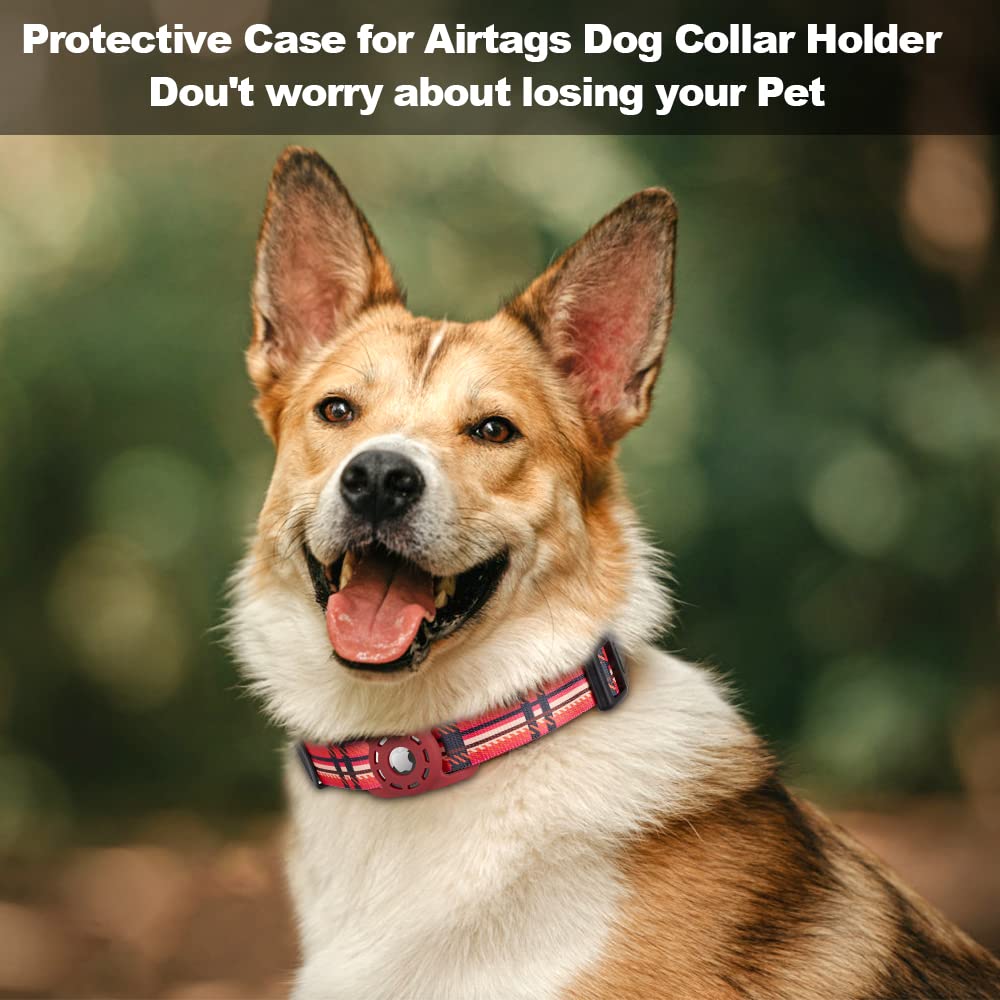 Konity Airtag Dog Collar, Compatible With Apple Airtag, Polyester Pet Cat Puppy Collar With Silicone Airtag Holder For Small, Me