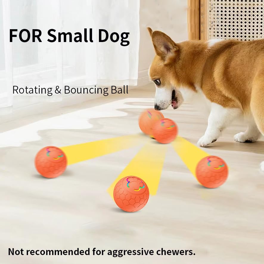 morhandisn Smart Interactive Dog Toys Ball, Auto Bouncing Rotating Ball, Moving Pet Toys for Dogs 20 lbs (Size Small - 2.2-inch
