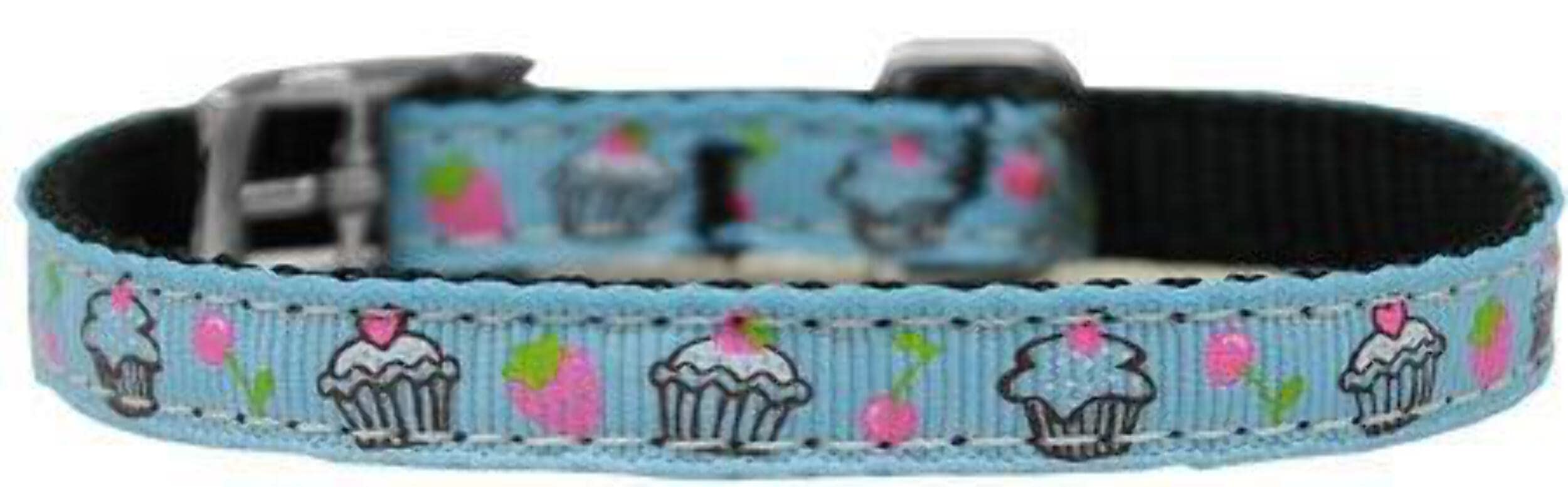 Mirage Pet Products Cupcakes Nylon Dog Collar with Classic Buckle, Size 8, Purple