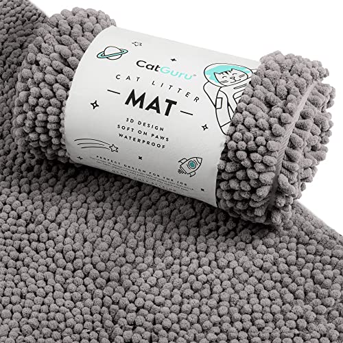 CatGuru Cat Litter Mat, Waterproof, Non-Slip, Machine Washable, XL, Dark/Heavy-Duty