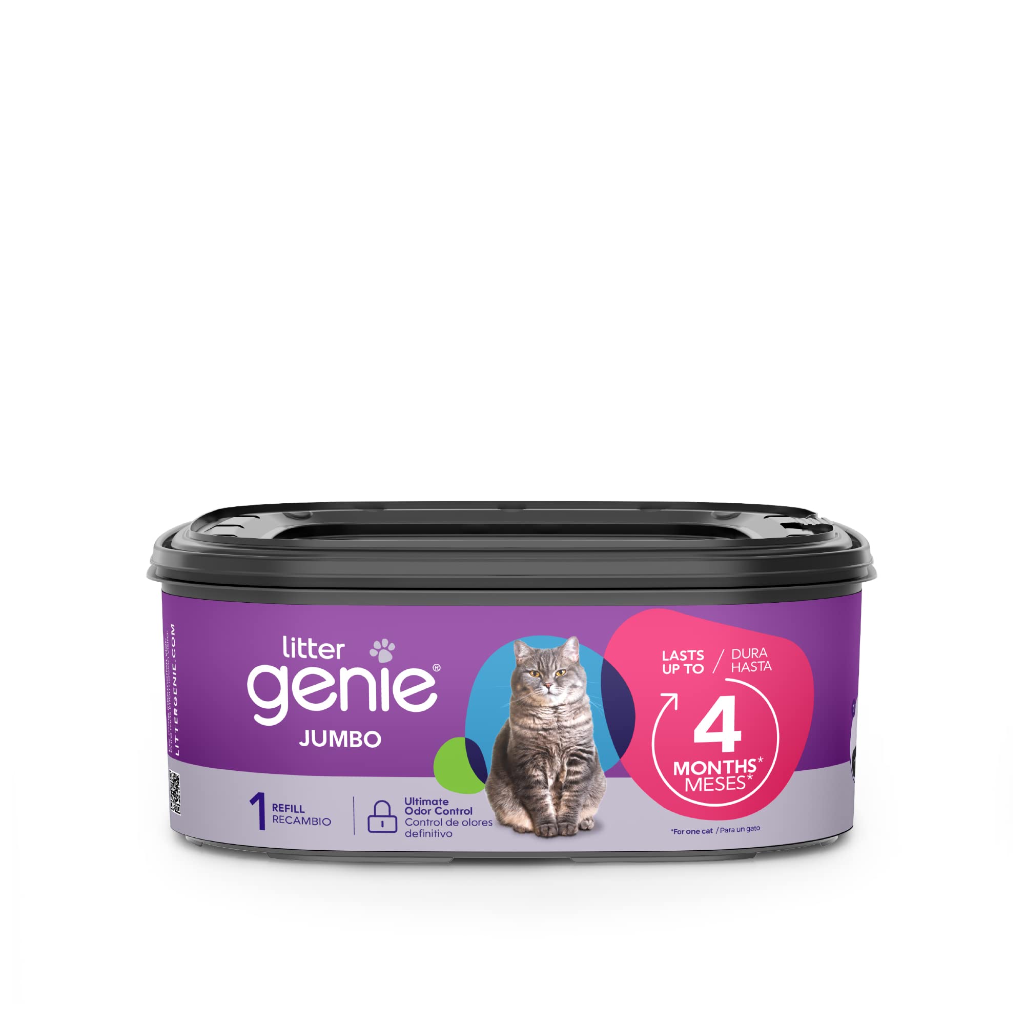 Litter Genie Refill Bags | Jumbo 1-Pack | Up To 4 Months Of Supply In 1 Cartridge | Ultimate Odor Control Cat Litter Bags