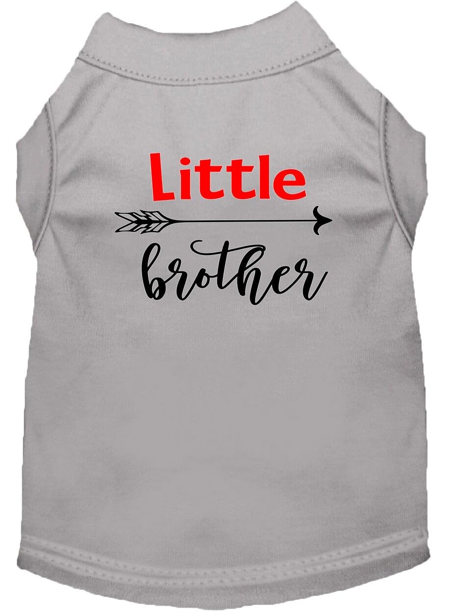 Pet Dog & Cat Shirt Screen Printed, "Little Brother" Gray 2XL (20-25 lbs.)