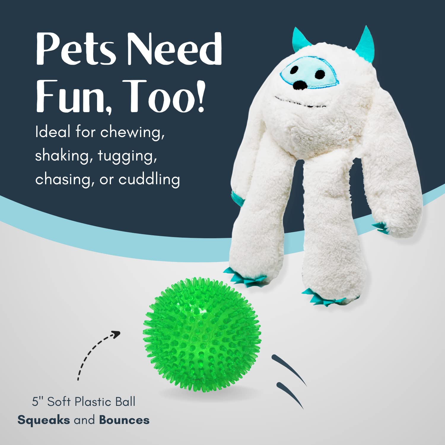 Flourish Pets 3-In-1 Multi-Layer Dog Toys For Aggressive Chewers | Non-Toxic Bpa Free Double Stitched Soft Fabric Exterior | Lon