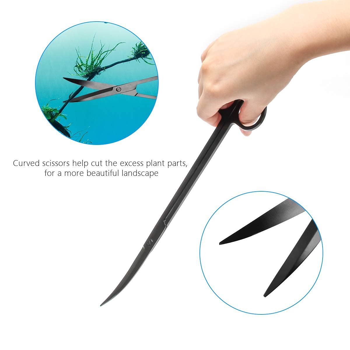 Liveek Aquarium Aquascape Tools Kit, 4 In 1 Anti-Rust Aquatic Plant Aquascaping Tool Stainless Steel Black Tweezers Scissors Spa