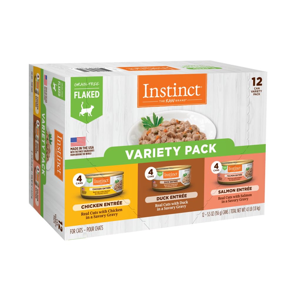 Instinct Flaked Entr  e Wet Canned Cat Food - Variety Pack, 5.5 oz. Cans (Pack of 12)