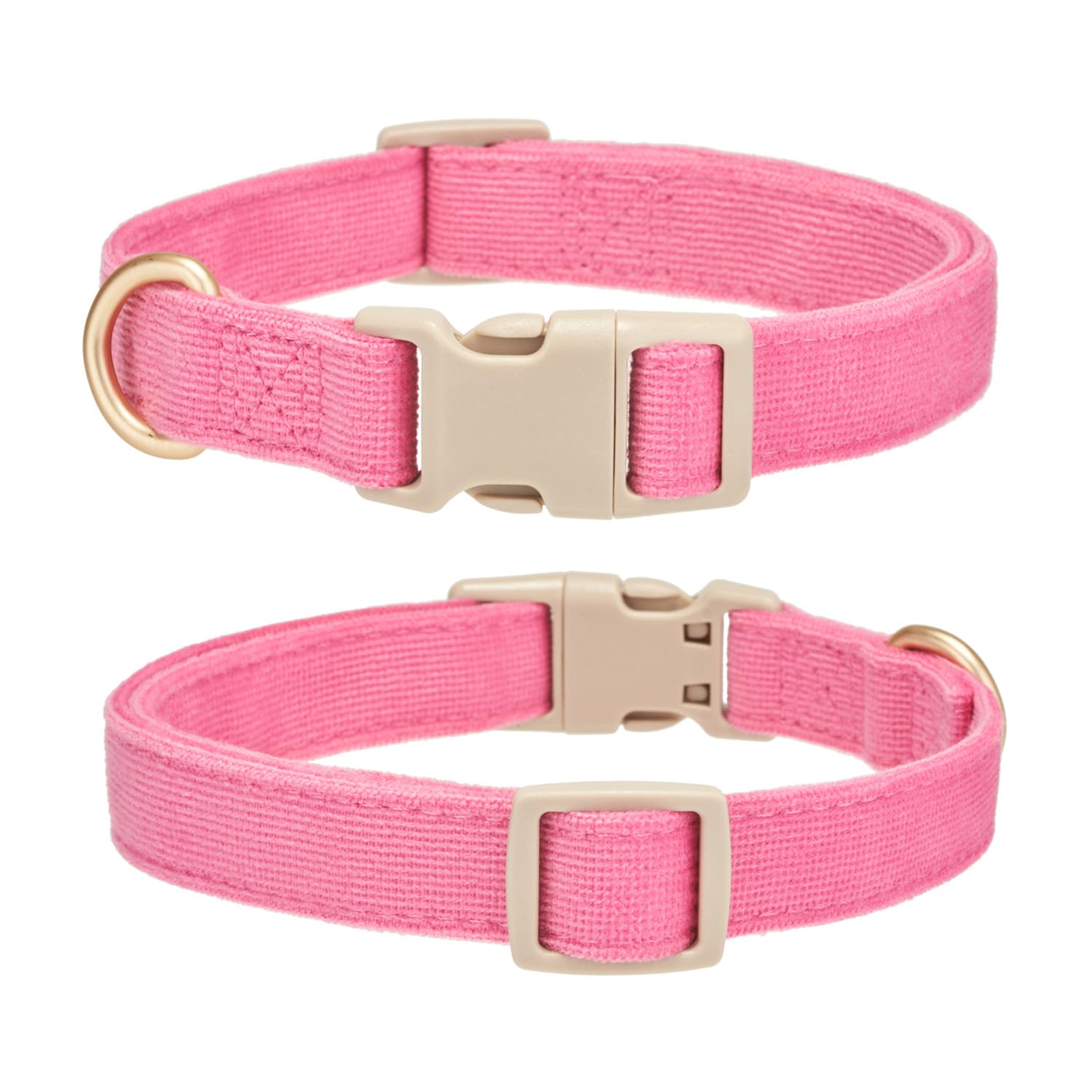 Yudote Soft Cotton Dog Collar Adjustable Corduroy Dog Collars For Small Medium Large Female Dogs(Hot Pink,Medium)