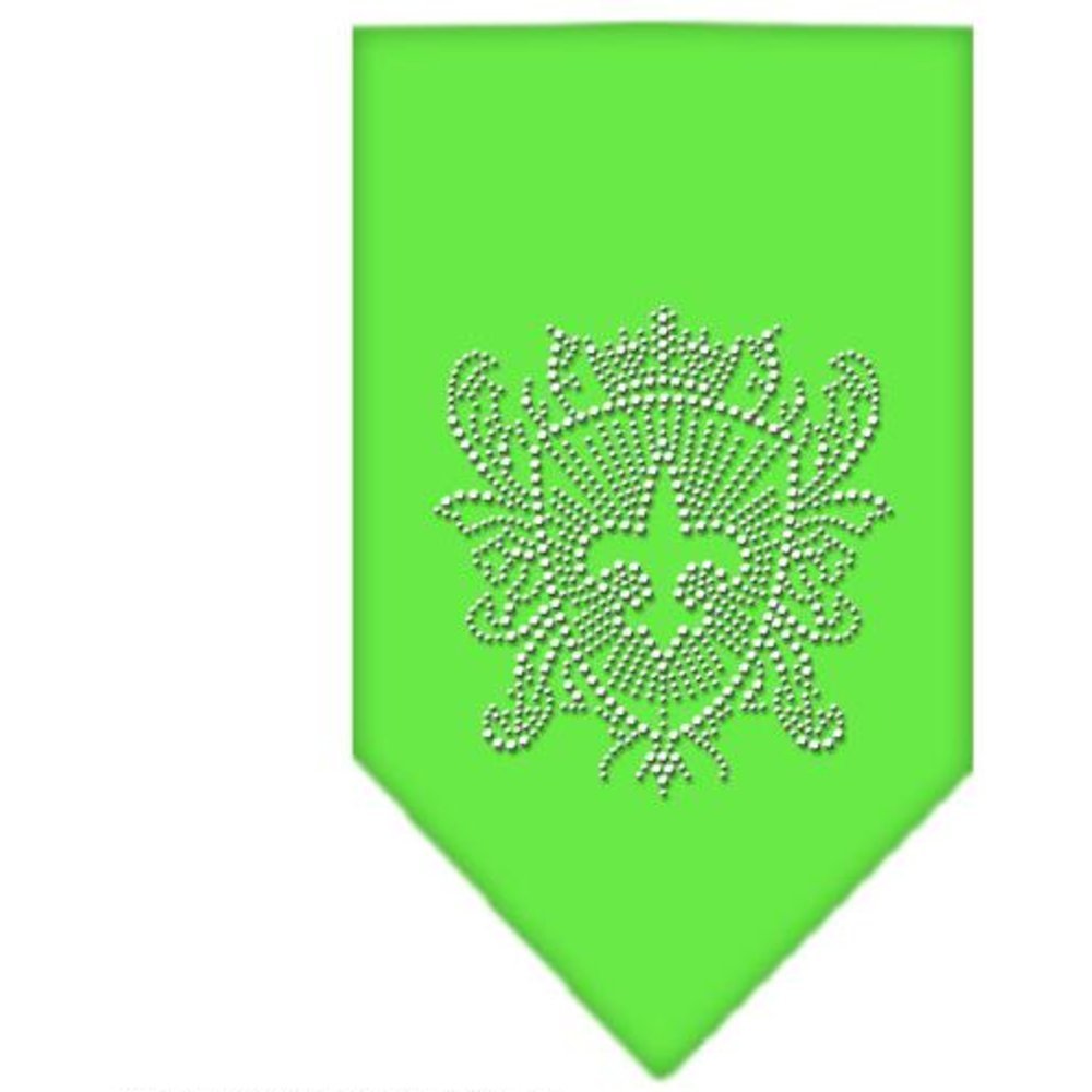 Pet and Dog Bandana Rhinestone, Fleur De Lis Shield Lime Green Large