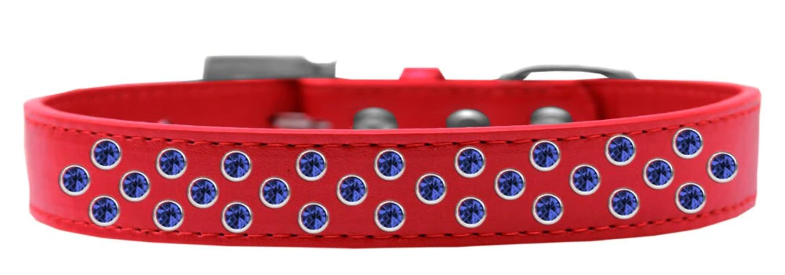 Dog, Puppy & Pet Fashion Collar, Blue Crystal Rimsets Sprinkles Red 16