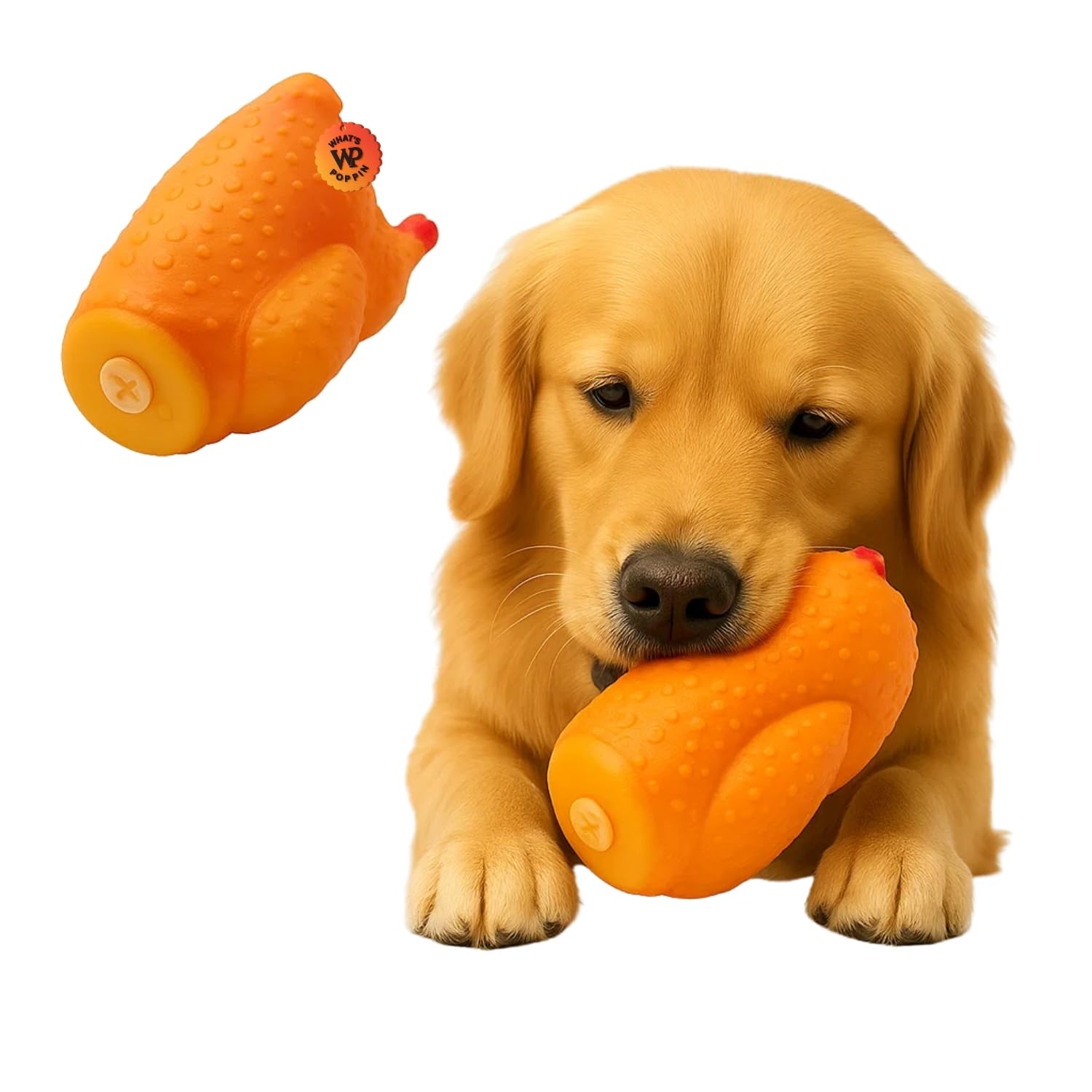 WhatS Poppin Turkey Chicken Squeaky Dog Toy | Realistic Roasted Chicken Shape Chew Toy For Dogs & Puppies | Durable Rubber With