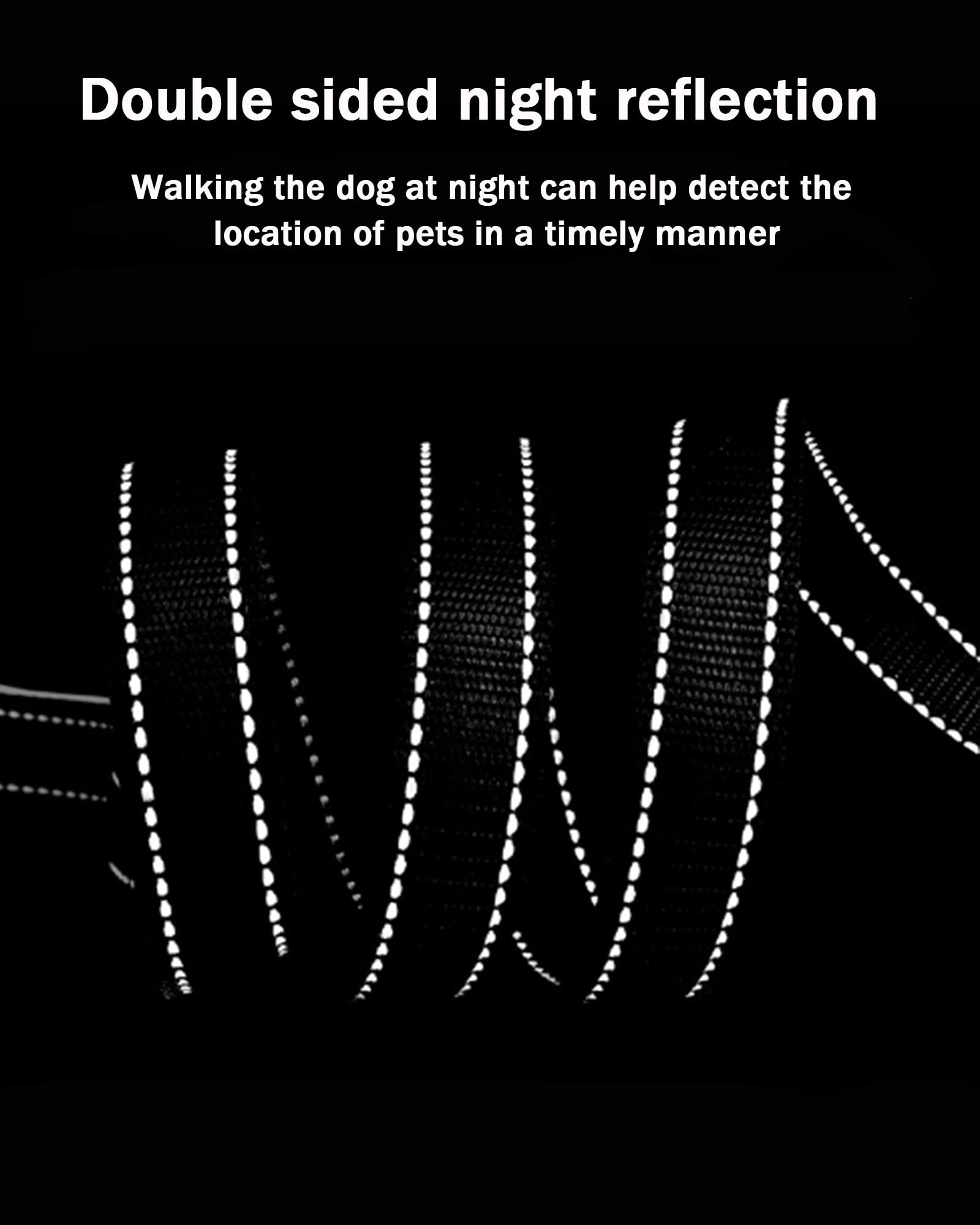 Solmoony 4Ft Blue Strong Dog Leash With 2 Padded Handles, Traffic Handle Extra Control, Double-Sided Reflective Walking Lead For