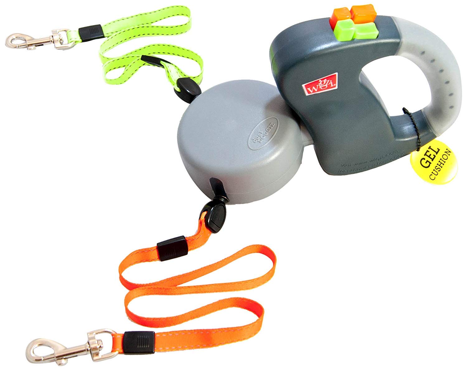 WIGZI 2025 Edition Red 2 Dog Retractable Leash, Silicone Gel Handle, 10ft Distance, No Tangle, Small/Medium, Easy Lock/Unlock
