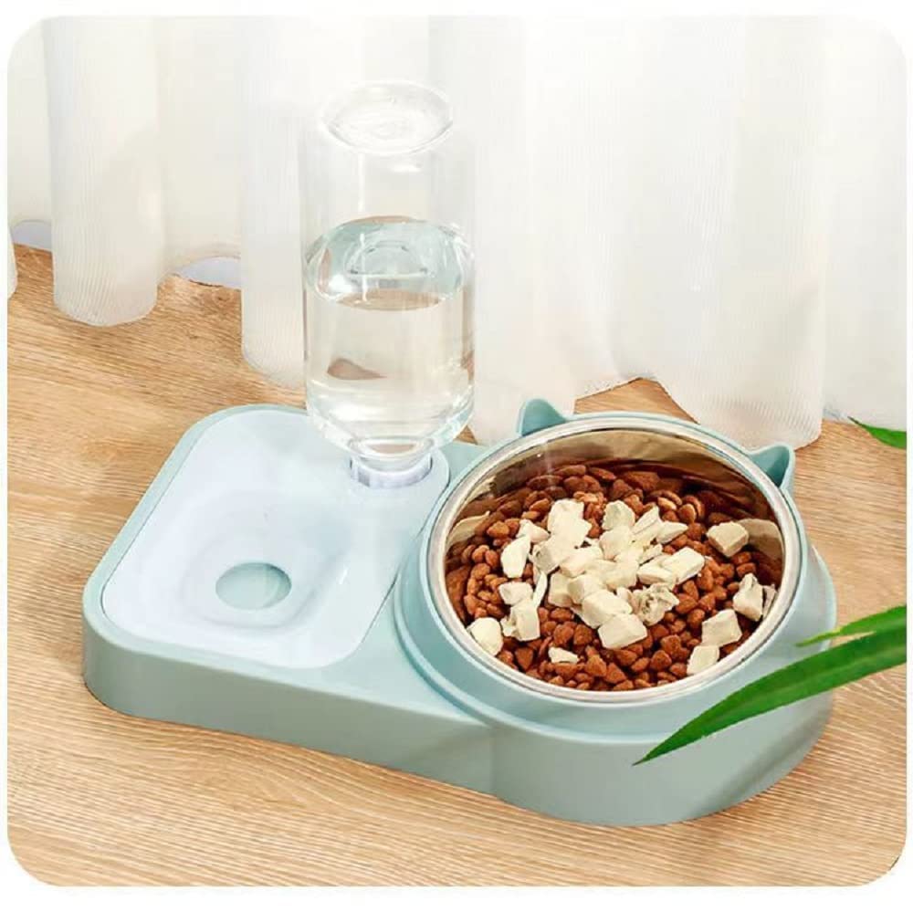 Conziv Double Dog Bowls Automatic Water Dispenser Bottle Elevated 15 Slanted Water And Food Bowl Set NoSpill Slow Pet Feeder De