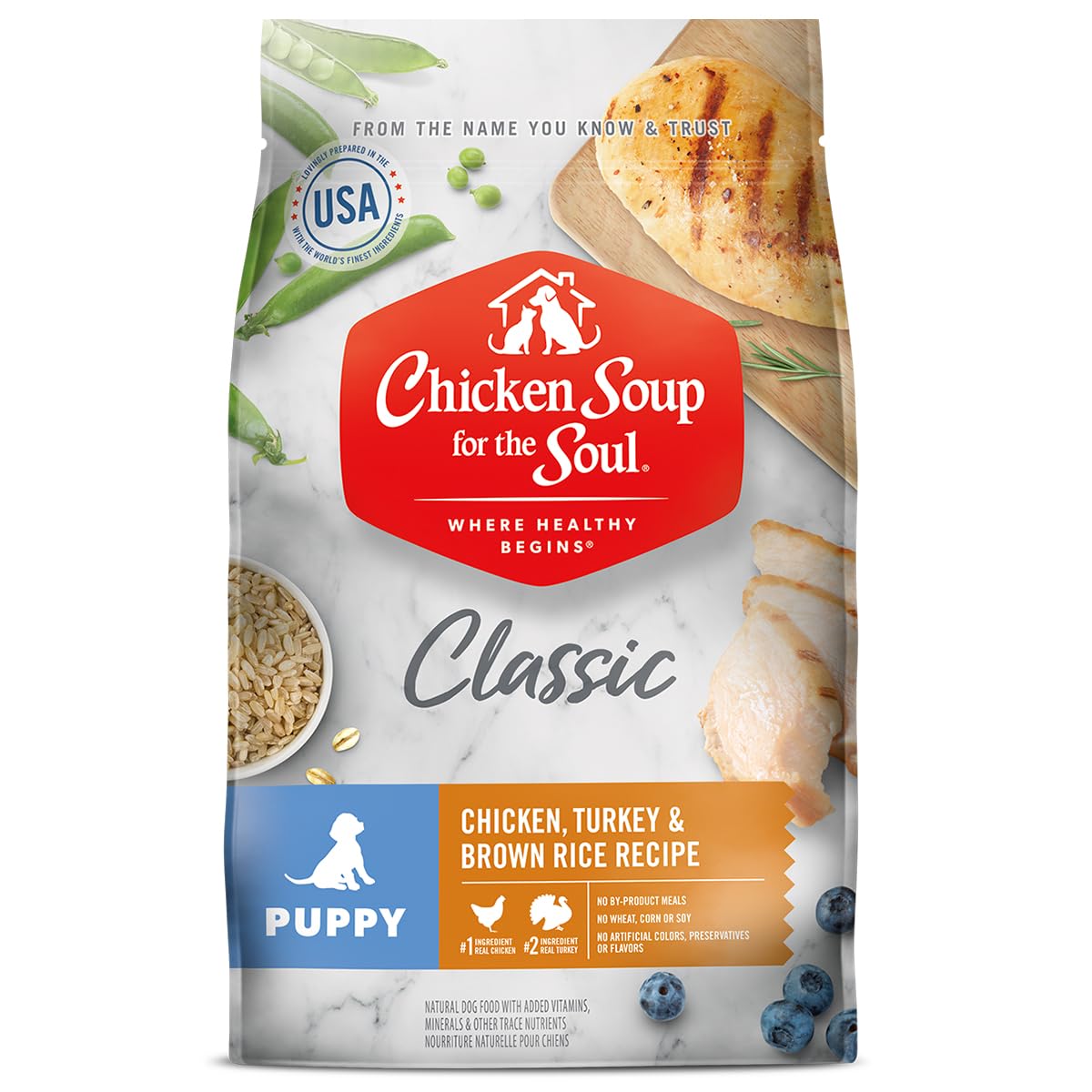 Chicken Soup for The Soul All Natural Premium Dry Puppy Food, Real Meat First Ingredient, No by-Products, Supports Brain Develop
