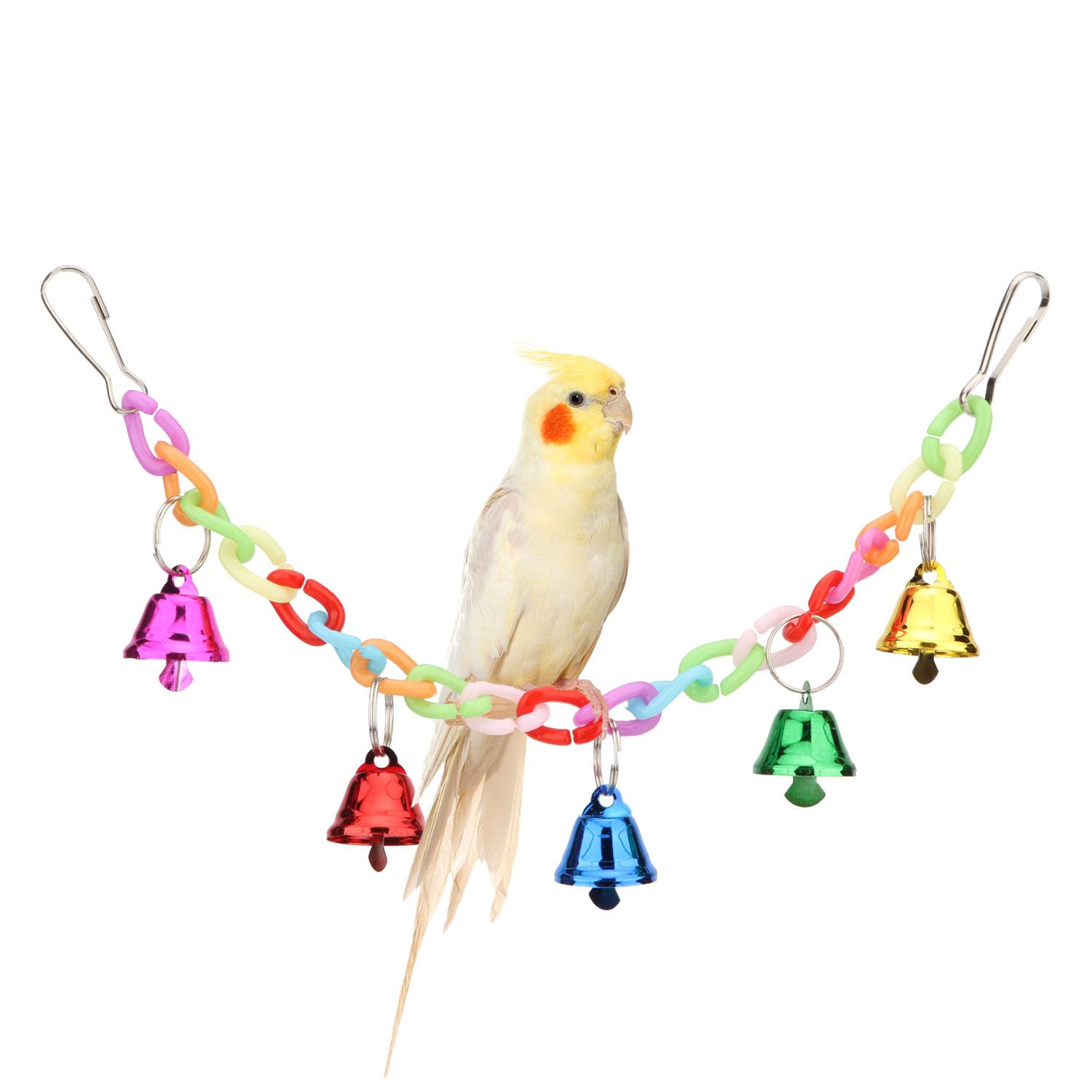 Hypeety Hamster Parrot Hanging Ladder Bridge Cage Swing Acrylic Chew Perch Metal Bell Birds Toy Accessories