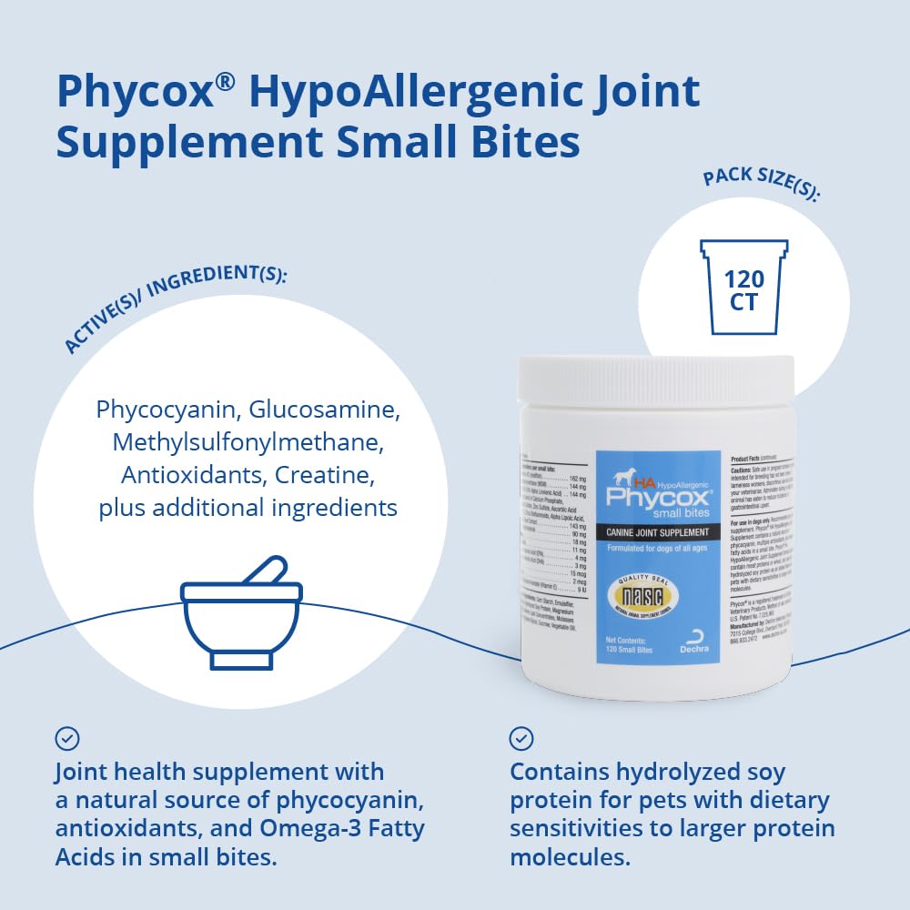 PhyCox HA Hypoallergenic Small Bites Joint Supplement for Dogs, 120ct
