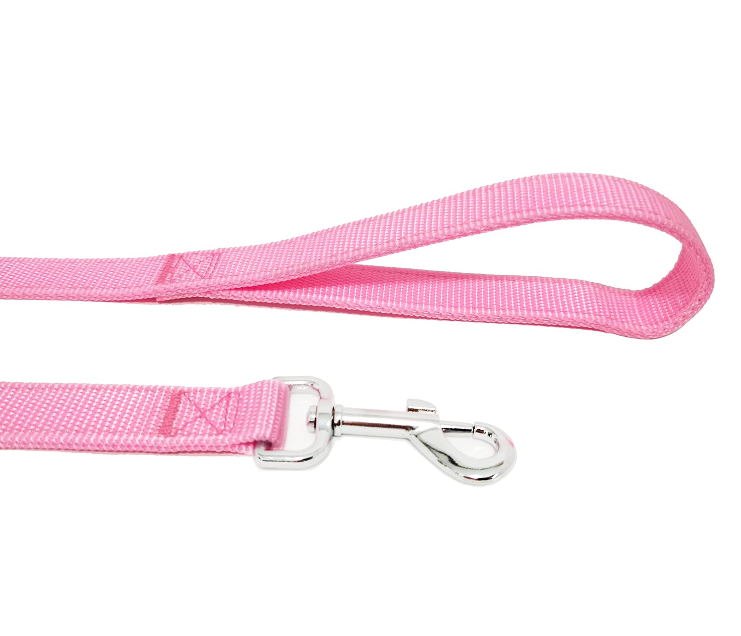 Strong Nylon Dog Leash With 2-Layer, 4 Ft/ 6 Feet Long, 1 Inch Wide For Medium Large Dogs (1'' X 7 Ft, Pink)