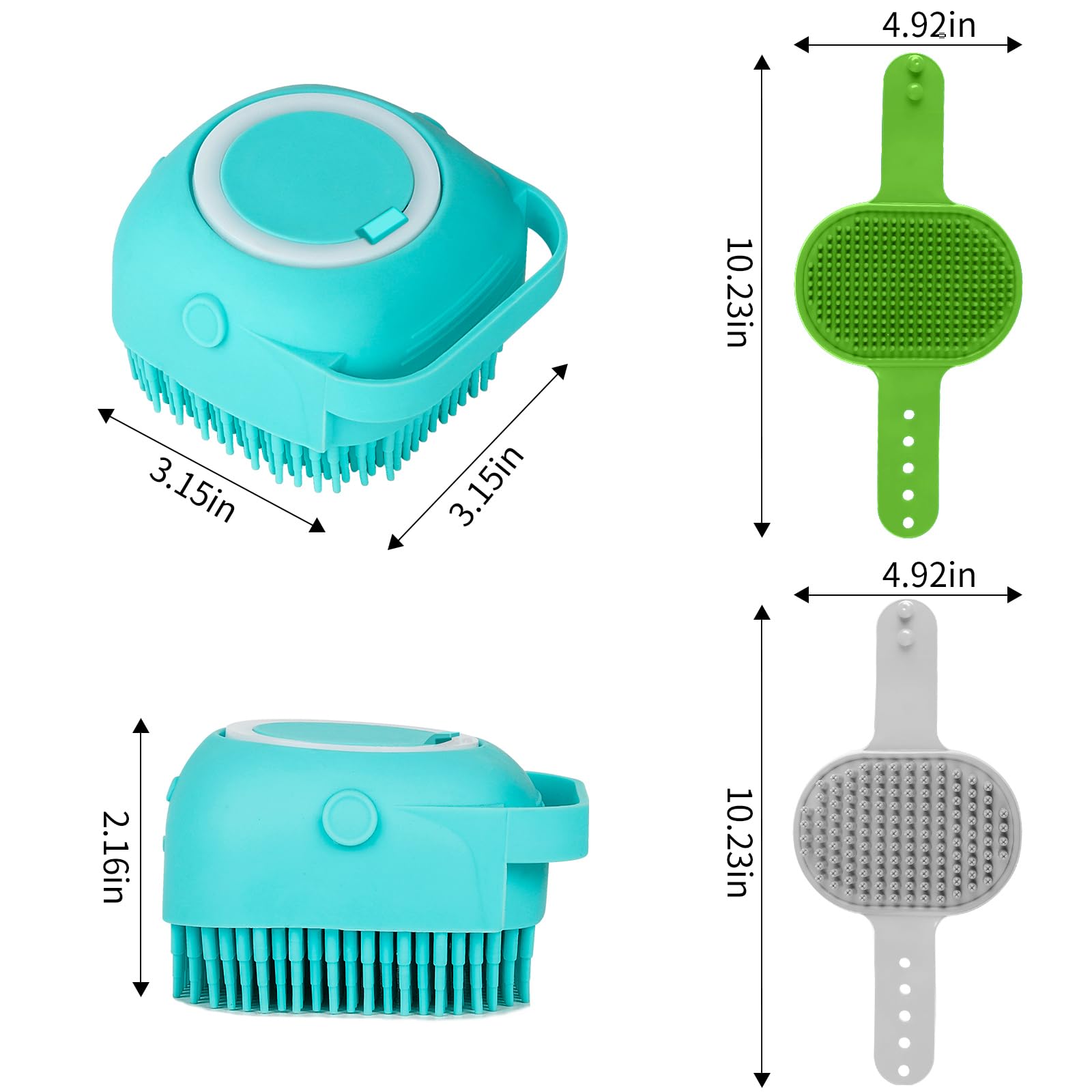 Comotech 6PCS Dog Bath Brush & Dog Toothbrush | Adjustable Handle Shampoo Brush & Scrubber for Short & Long Haired Dogs & Cats |