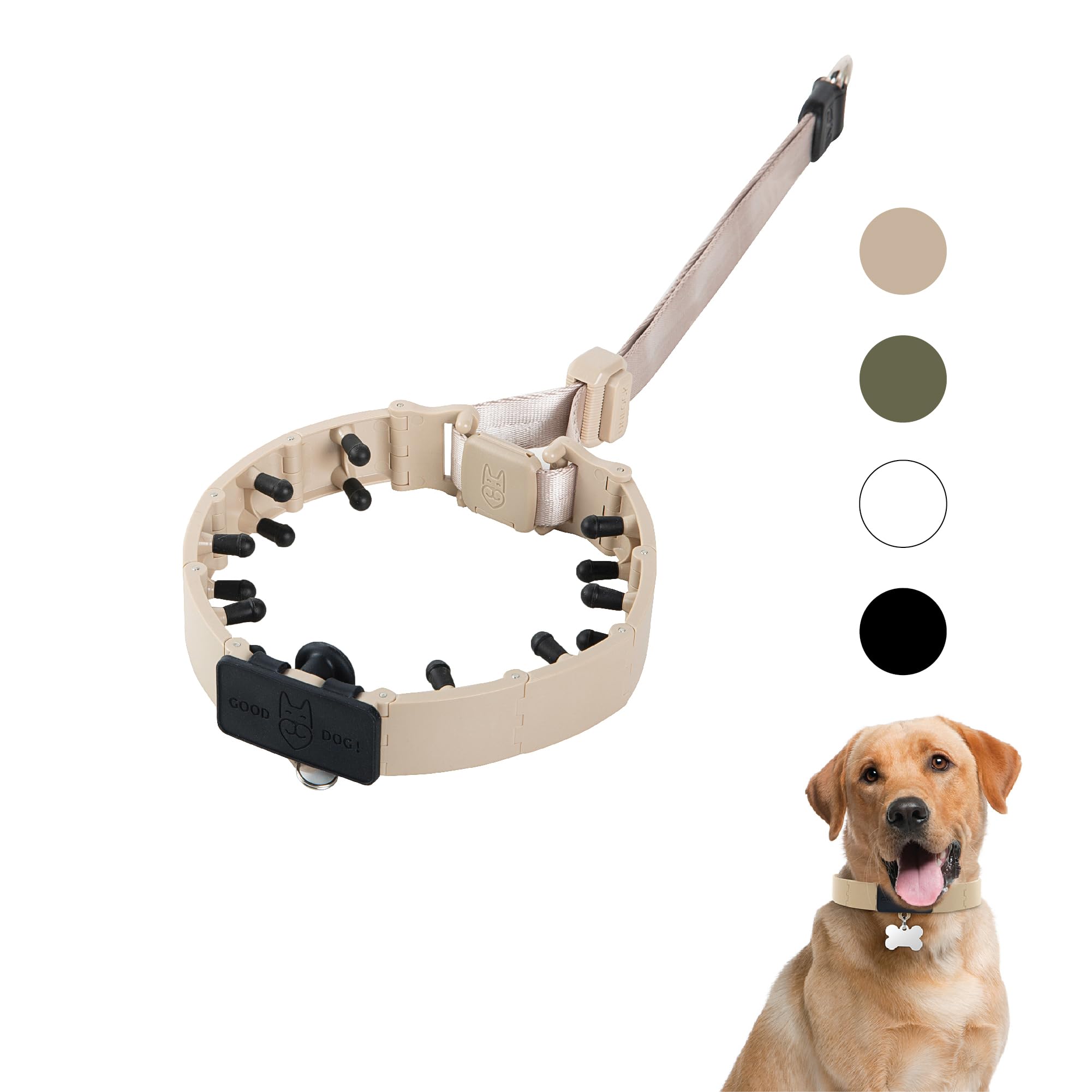 Svd.Pet Dog Prong Collar For No-Pull Training, Quick-Release Buckle Adjustable Pinch Collar For Large Dogs (Tan, Large Size)