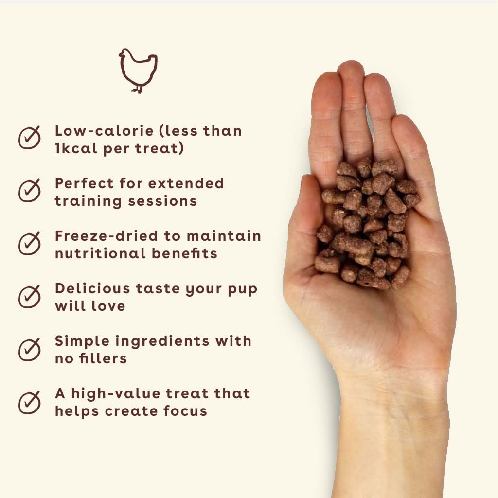 Pupford Freeze Dried Training Treats for Dogs & Puppies, 1400+ Two Ingredient Bites (Chicken, 4 oz, 3 Pack)