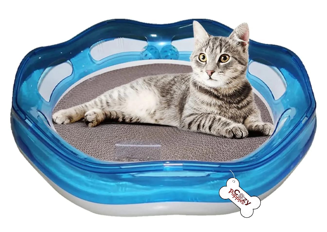 Petjoy Cat Scratcher Toy With Ball Track 48X48Cm | Interactive Scratching Pad Post For Cats Kittens | Corrugated Cardboard Furni