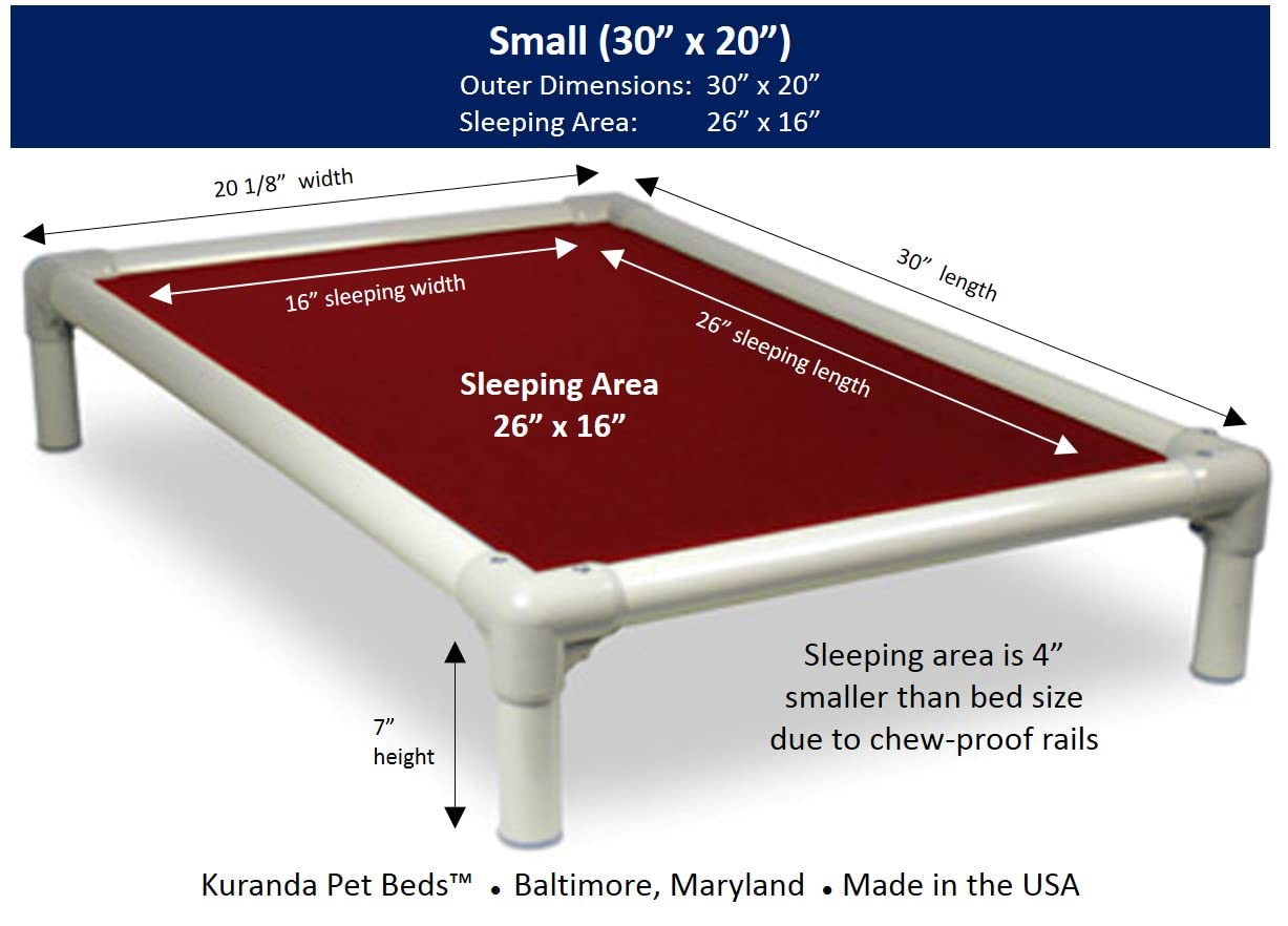 Kuranda Chewproof Bed - Almond Pvc - 30' X 20' - Heavy Duty Vinyl - Burgundy
