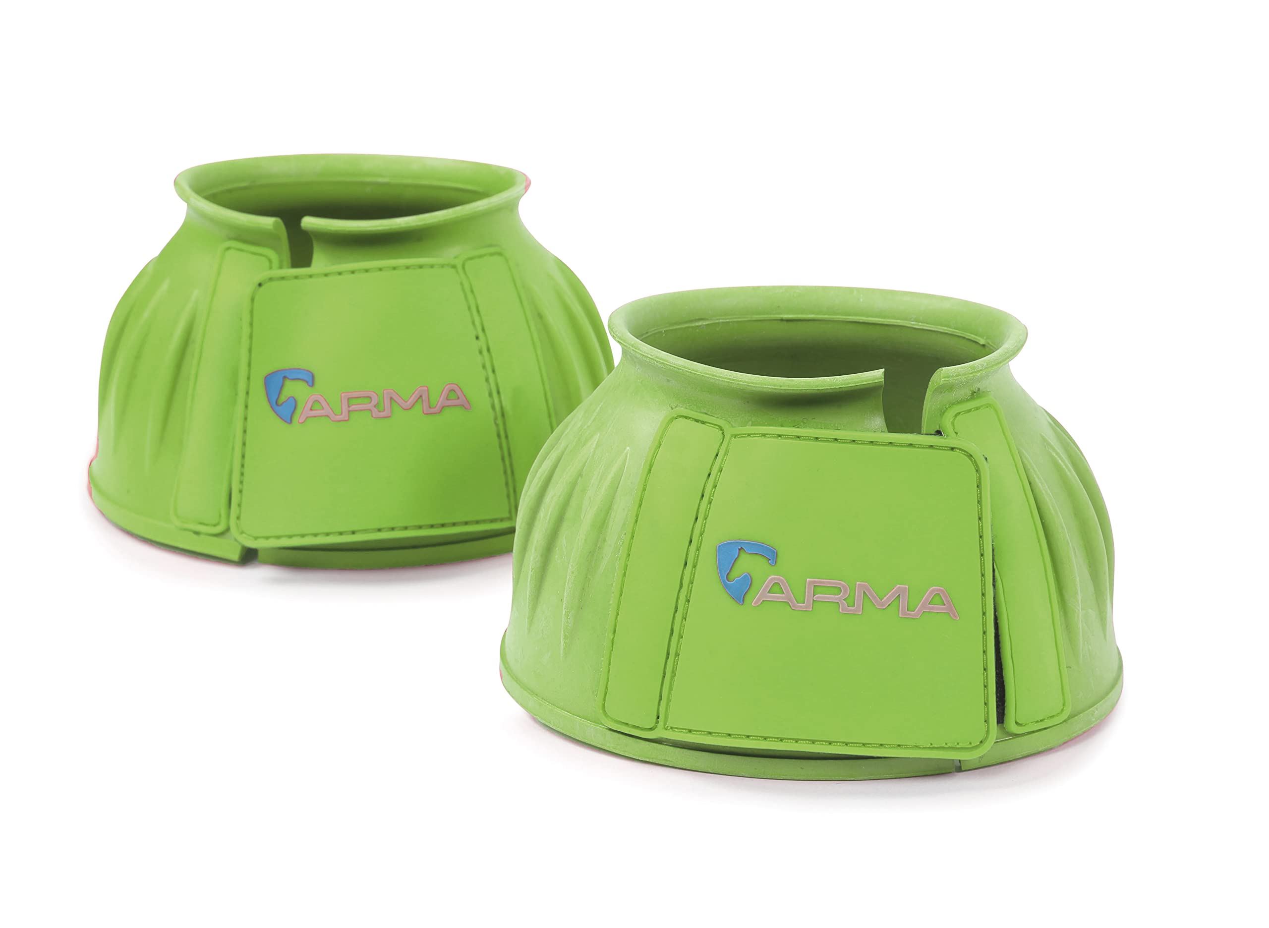 Shires Arma Over Reach Horse Bell Boots (Bright Green, Full)