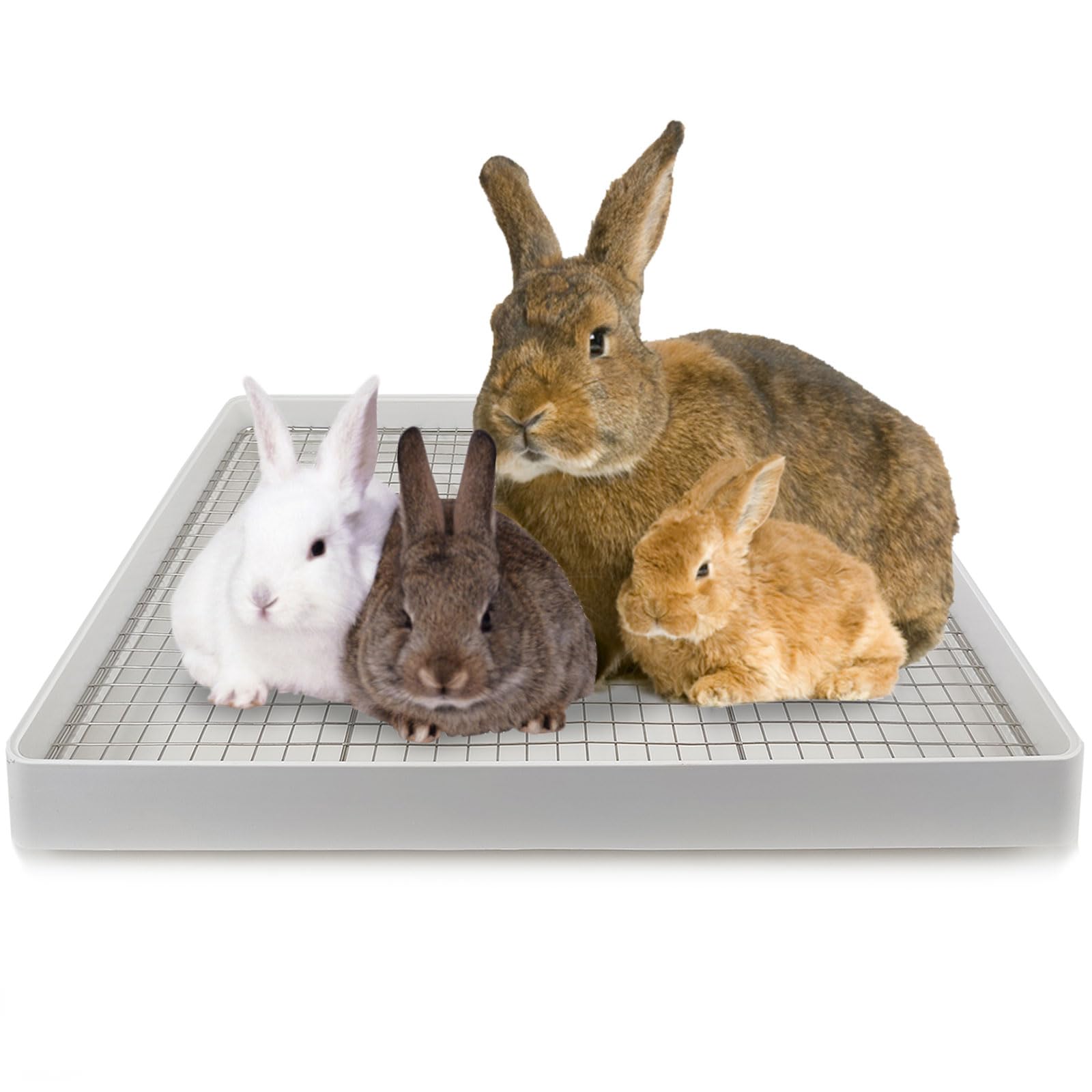 Oncpcare Extra Large Rabbit Litter Box With Grid 22X18In Bunny Litter Tray For Cage Xl Potty Training Pan For Adult Rabbit Flemi
