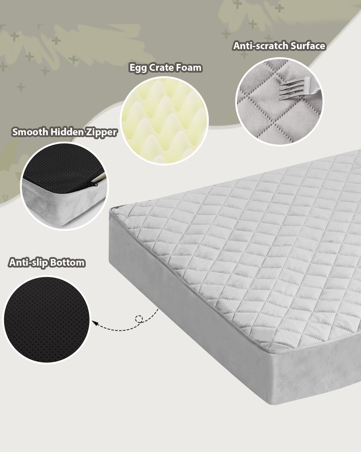 Nupida Jumbo Dog Bed - Extra Large, Orthopedic With Removable Washable Cover, Non-Slip Bottom, Suitable For Crate, 53X36 Inch, L