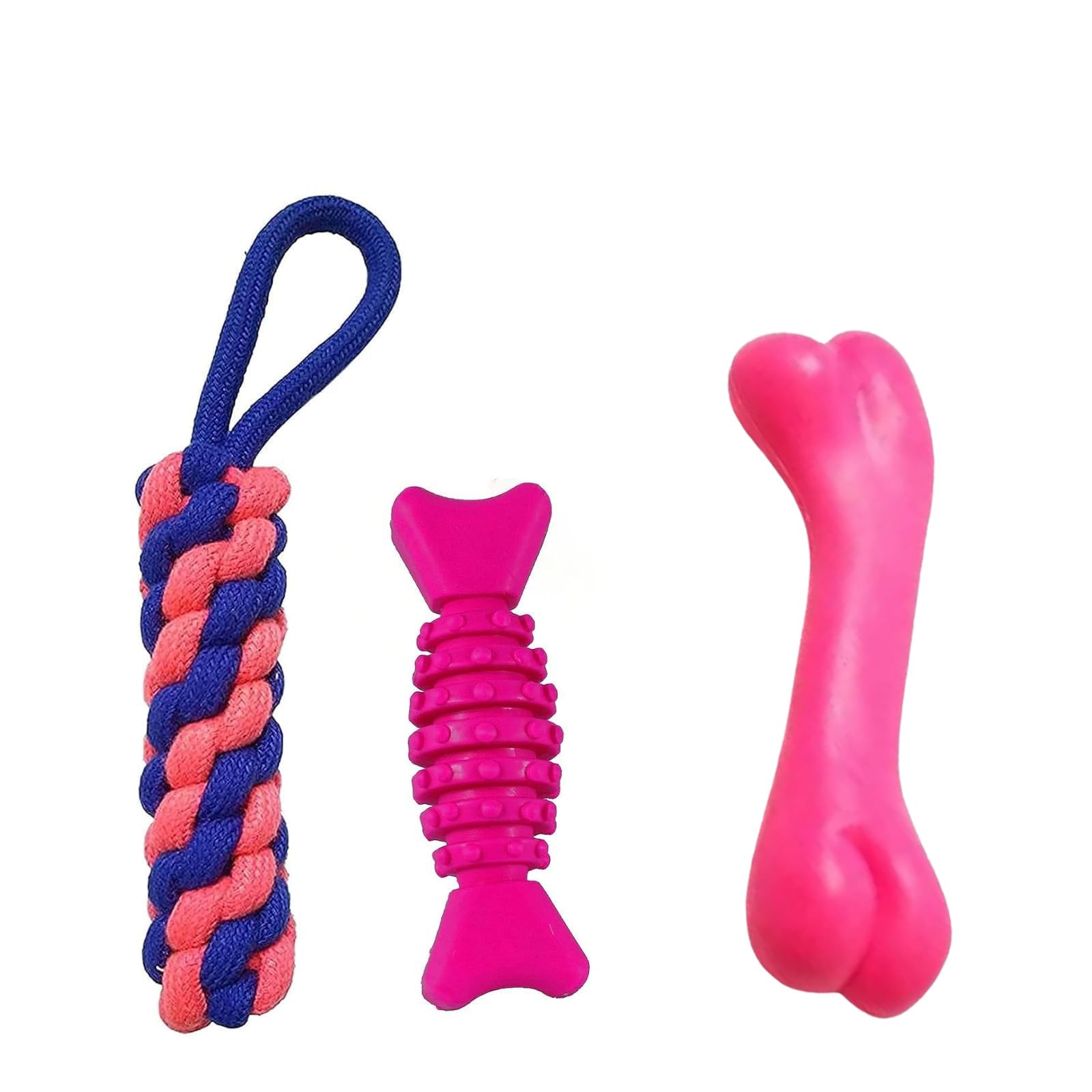 Kittupet Puppies Teething Chew Toys For Boredom, Dog Chew Toys With Rope Toys, Dog Squeaky Toy For Puppy And Small Dogs (Pack Of
