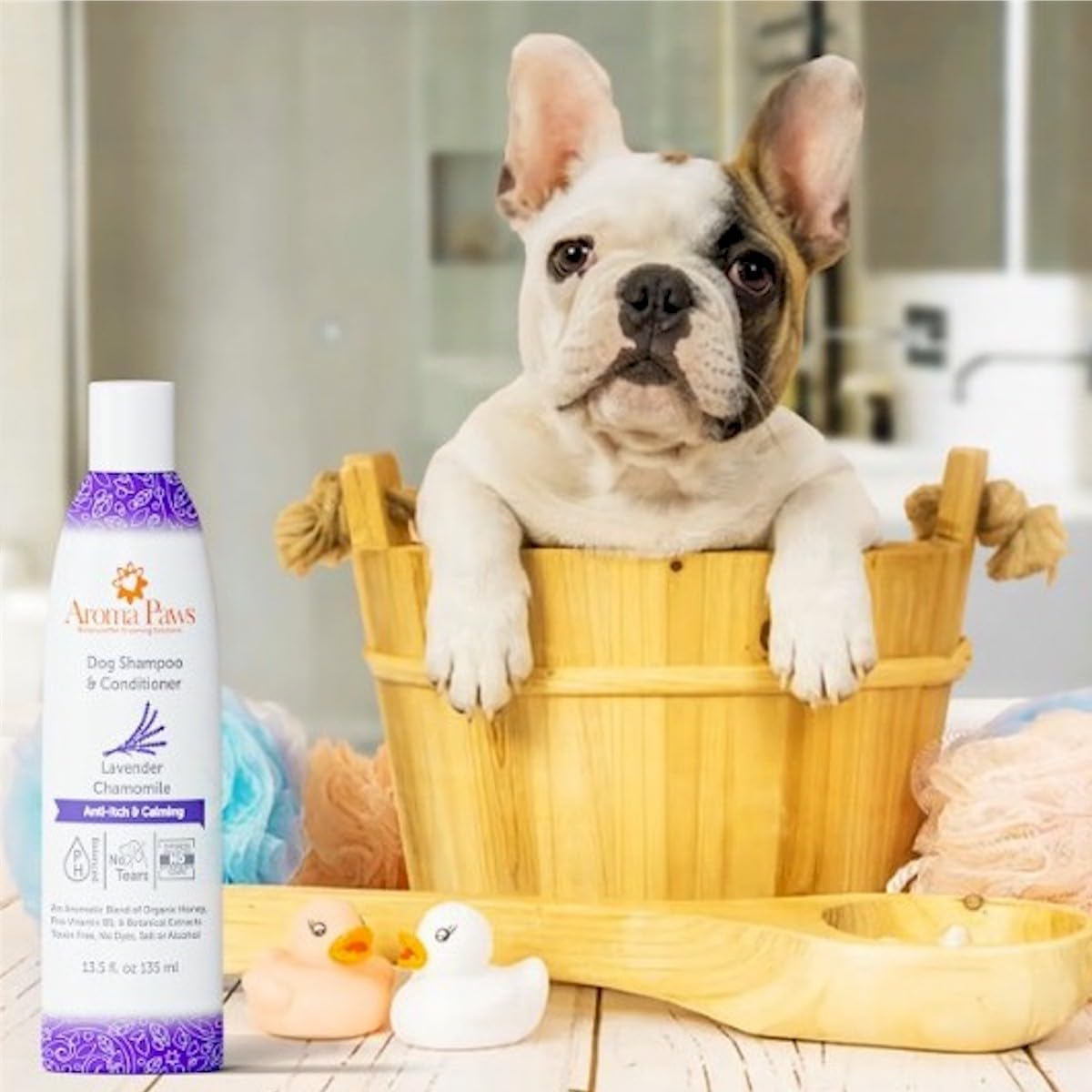 Aroma Paws Dog Shampoo And Conditioner - Aromatic Tearless Shampoo For Cleansing, Grooming, And Conditioning - Moisturizing Shampoo For Dogs And Puppies - Lavender Chamomile 13.5 Oz