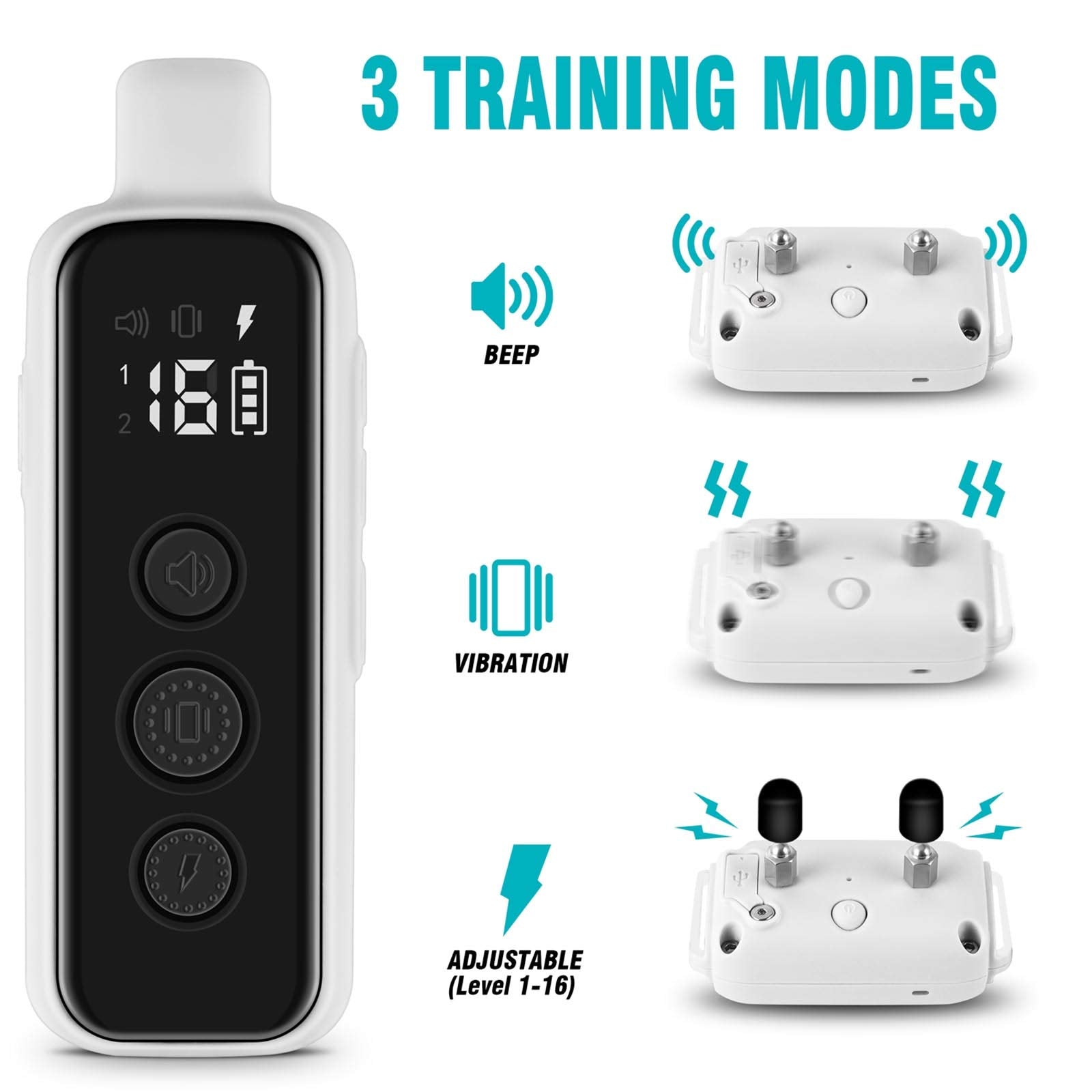 Bousnic Dog Shock Collar For 2 Dogs - (8-120Lbs) Waterproof Rechargeable Electric Dog Training Collar With Remote For Small Medium Large Dogs With Beep Vibration Safe Shock Modes(Grey)